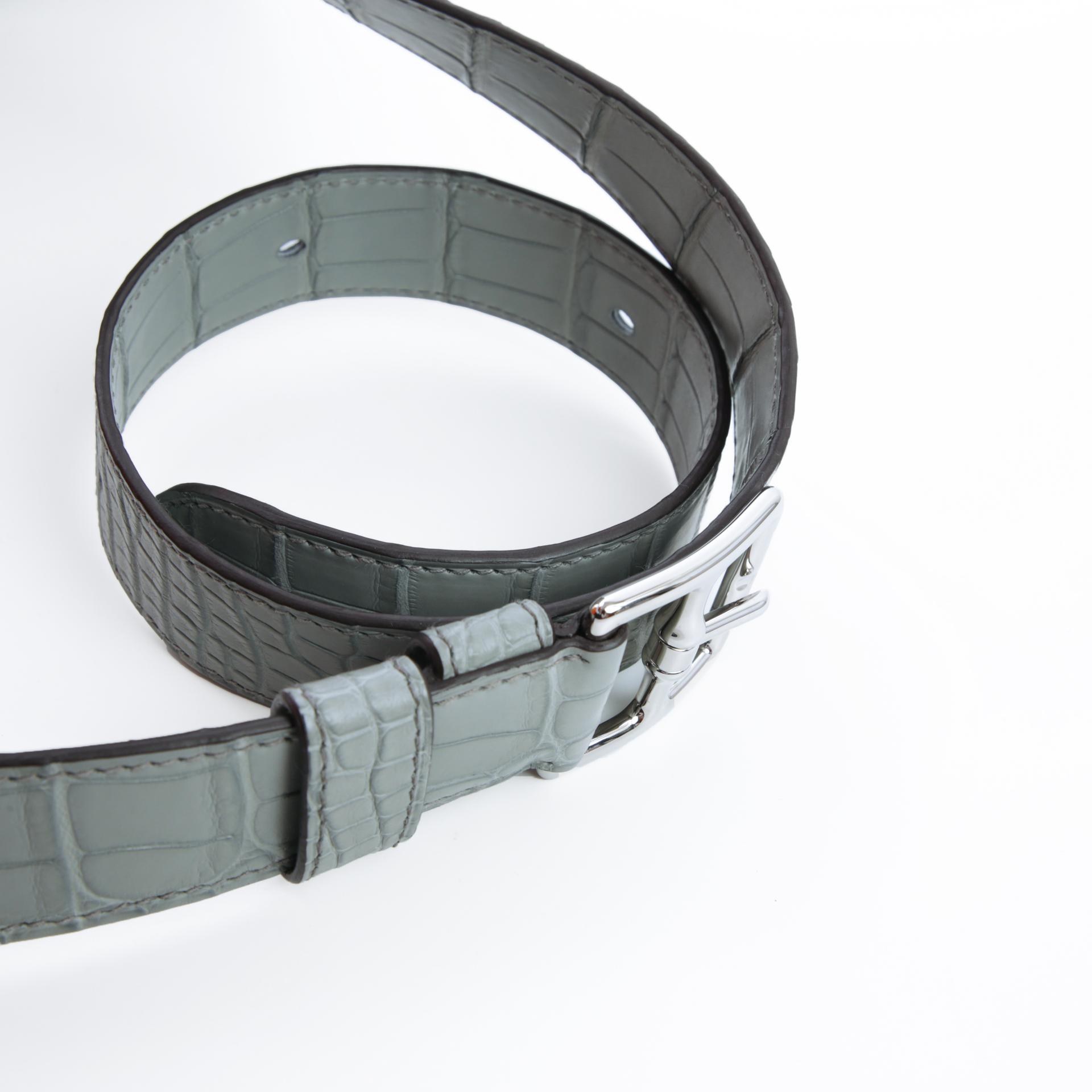 Brand New ( Rank N ) HERMÈS Hac a Dos PM Gris Ciment (0V) Matte Alligator Palladium hardware W (2024) - 3