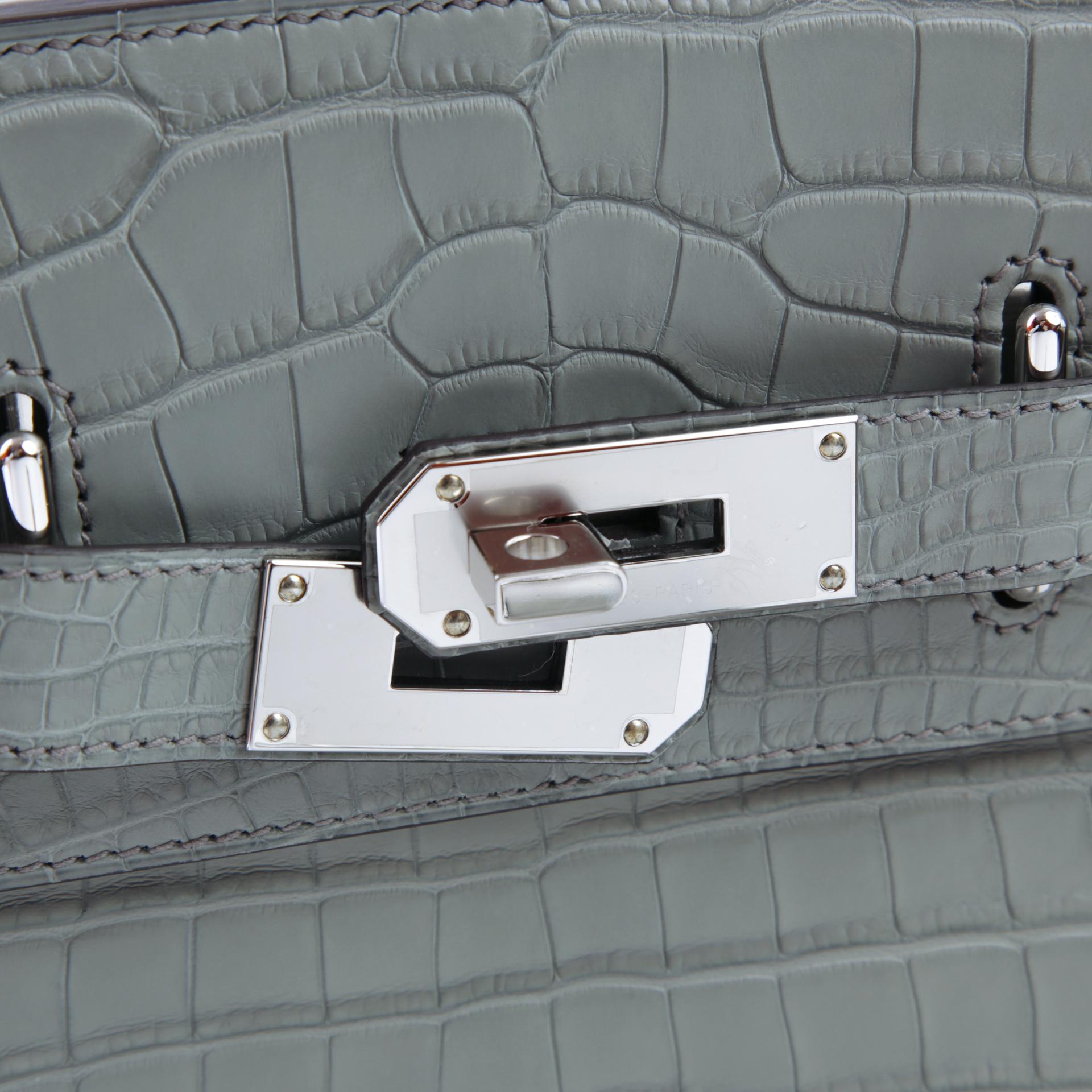 Brand New ( Rank N ) HERMÈS Hac a Dos PM Gris Ciment (0V) Matte Alligator Palladium hardware W (2024) - 9