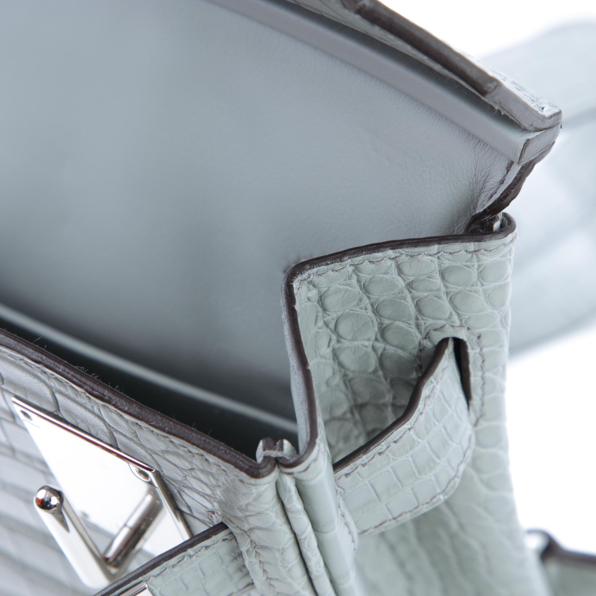 Brand New ( Rank N ) HERMÈS Hac a Dos PM Gris Ciment (0V) Matte Alligator Palladium hardware W (2024) - 12