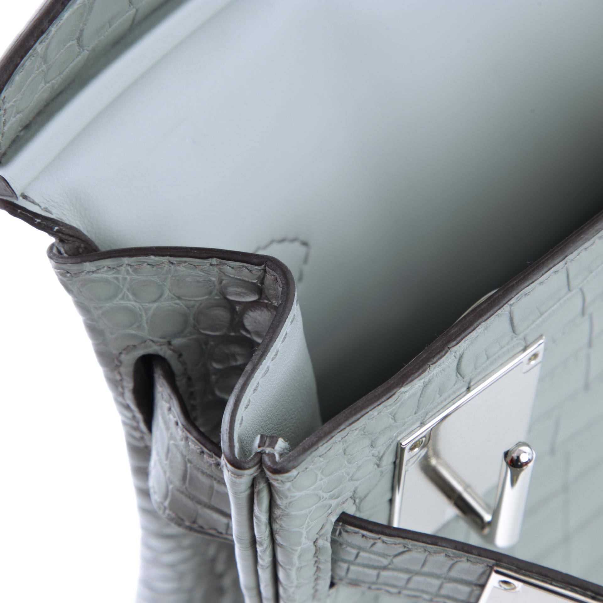 Brand New ( Rank N ) HERMÈS Hac a Dos PM Gris Ciment (0V) Matte Alligator Palladium hardware W (2024) - 13