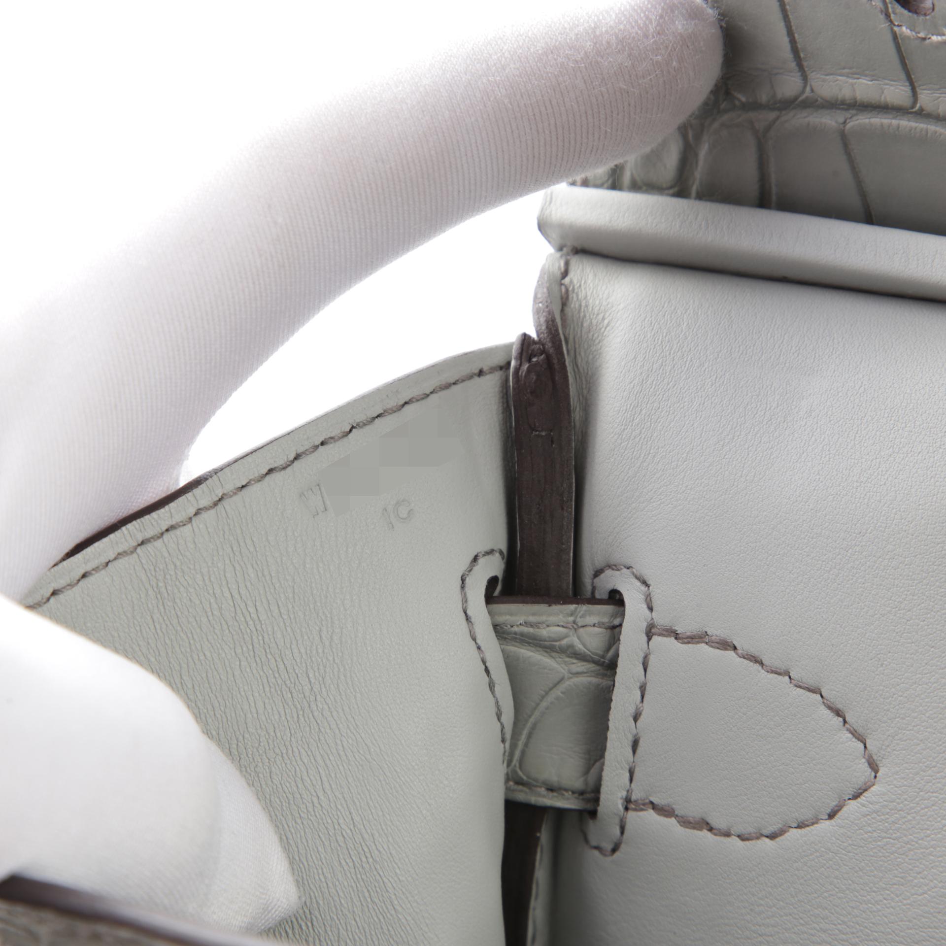 Brand New ( Rank N ) HERMÈS Hac a Dos PM Gris Ciment (0V) Matte Alligator Palladium hardware W (2024) - 14