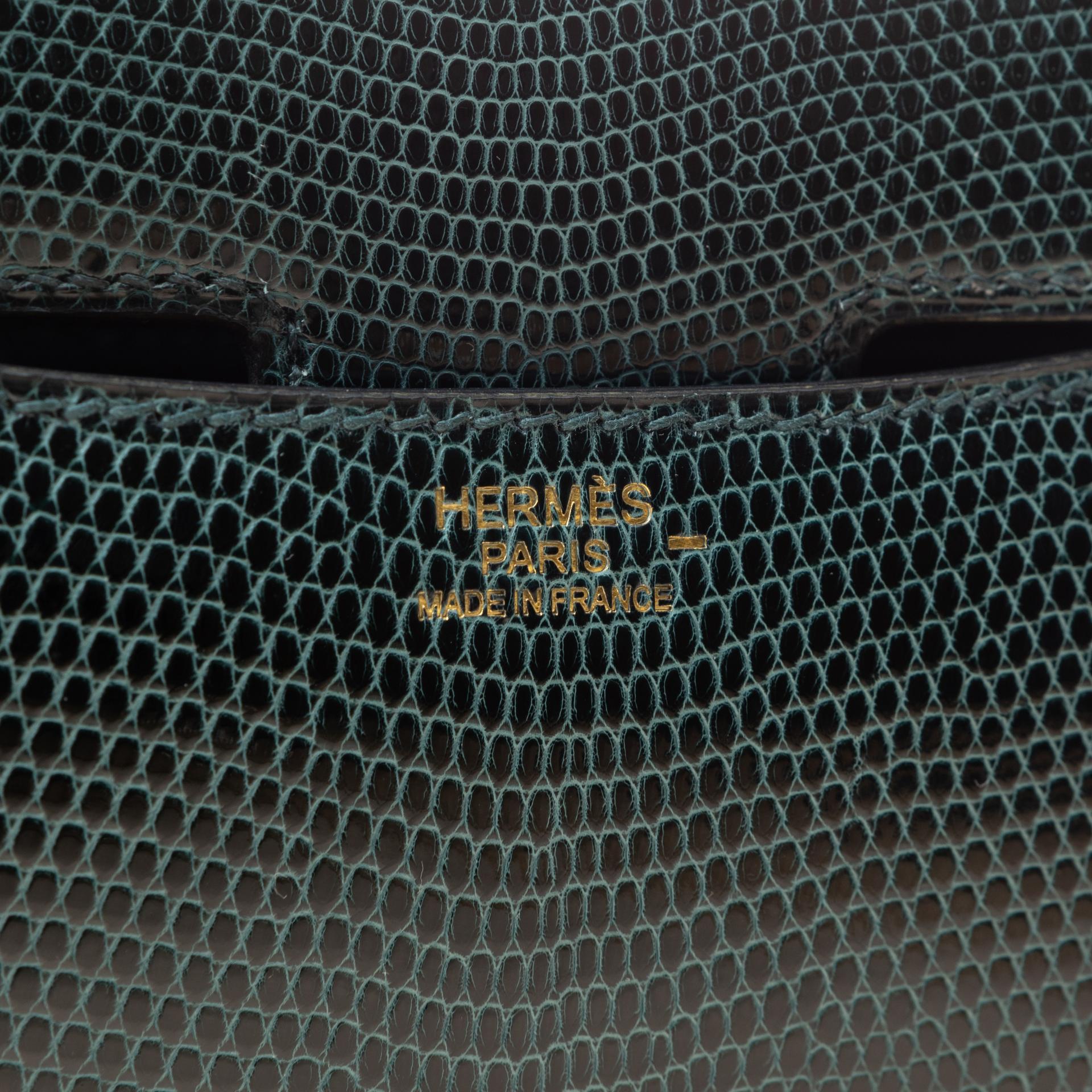 Very Good ( Rank A) HERMÈS Constance 24 Vert Cypress (6O) Lizard Gold hardware U (2022) - 10