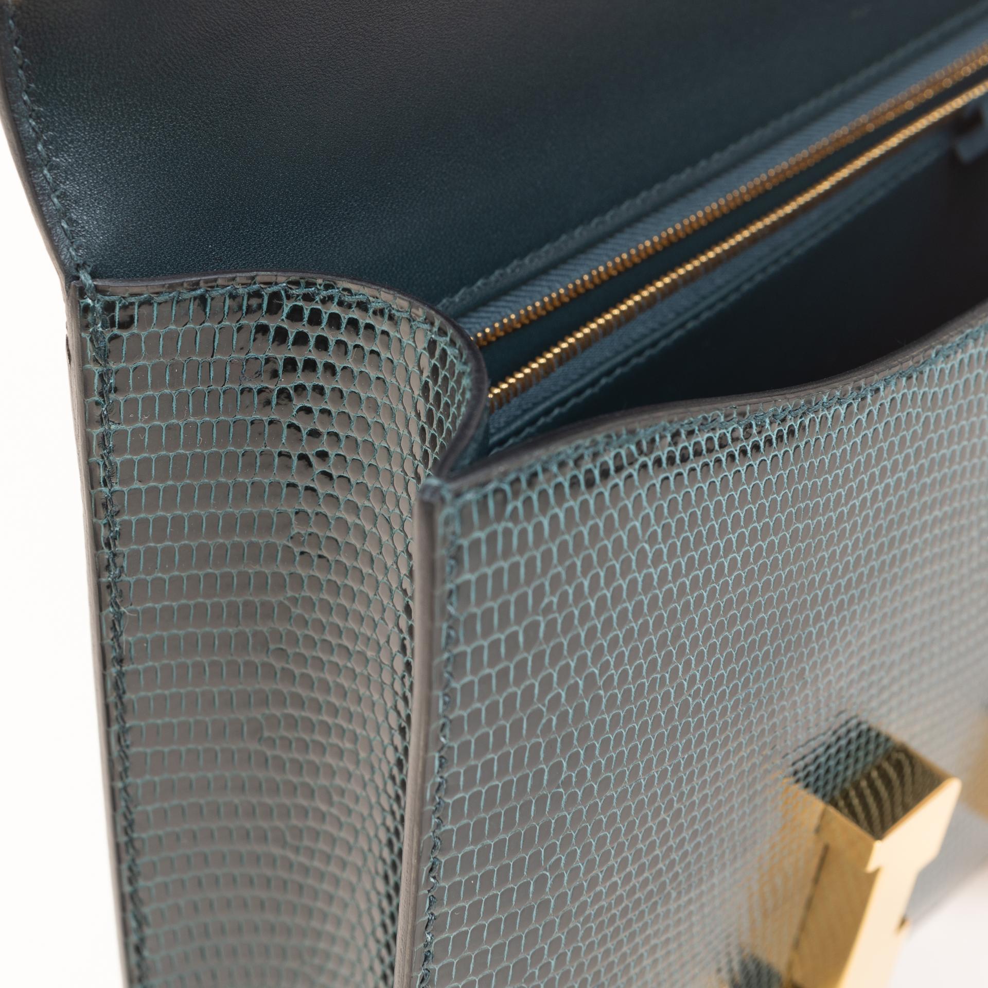 Very Good ( Rank A) HERMÈS Constance 24 Vert Cypress (6O) Lizard Gold hardware U (2022) - 13
