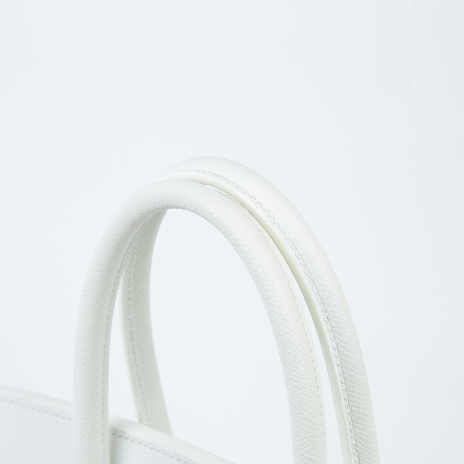 Very Good ( Rank A) HERMÈS Birkin 30 White (01) Epsom Toile Jean canvas Palladium hardware Square M (2009) - 3