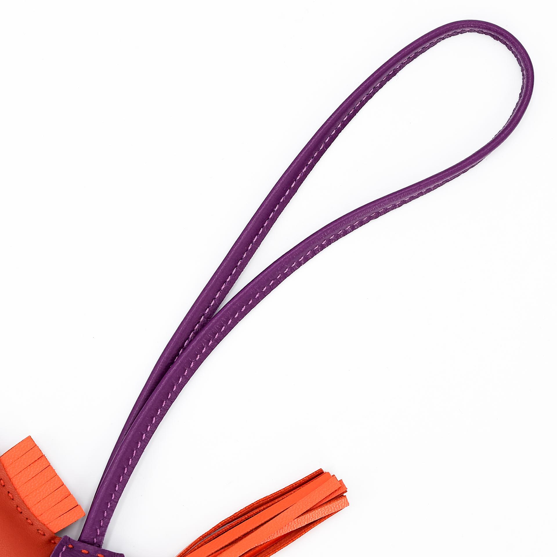 Unused ( Rank NS ) HERMÈS Rodeo PM Orange Poppy (8V) Carnelian Violet (96) Agneau Z (2021) - 3