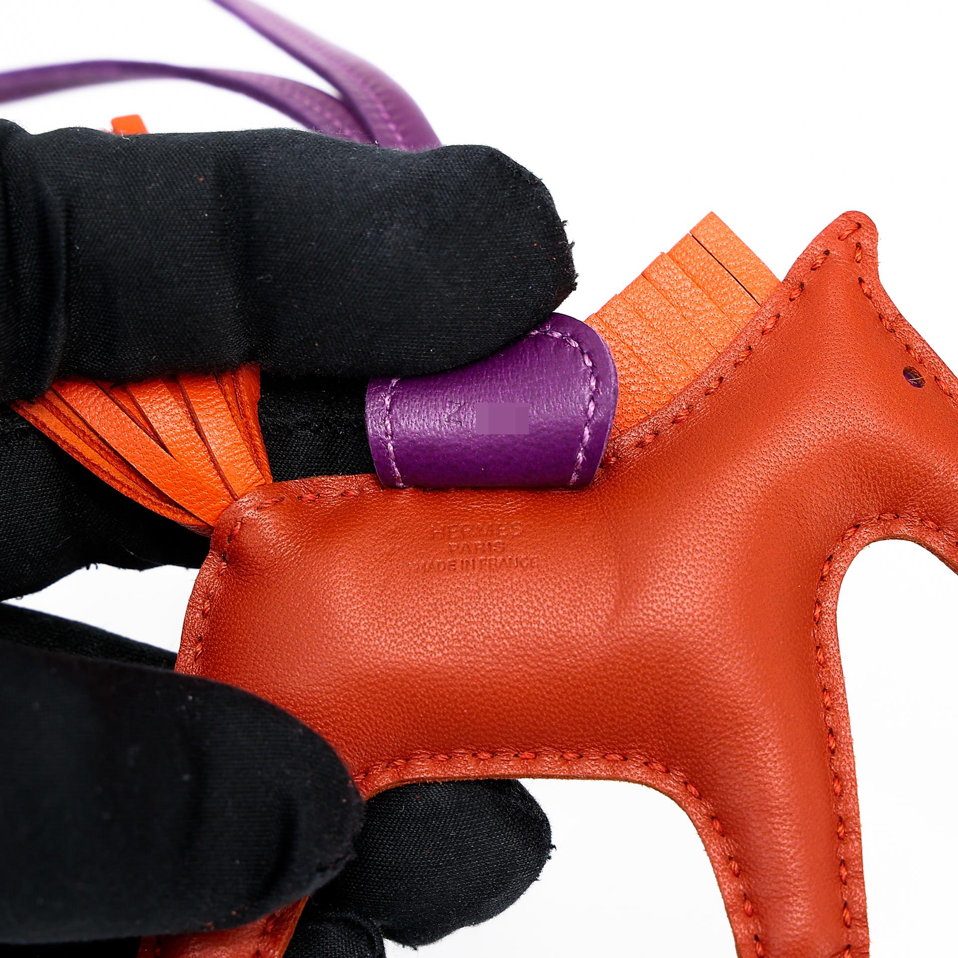Unused ( Rank NS ) HERMÈS Rodeo PM Orange Poppy (8V) Carnelian Violet (96) Agneau Z (2021) - 6