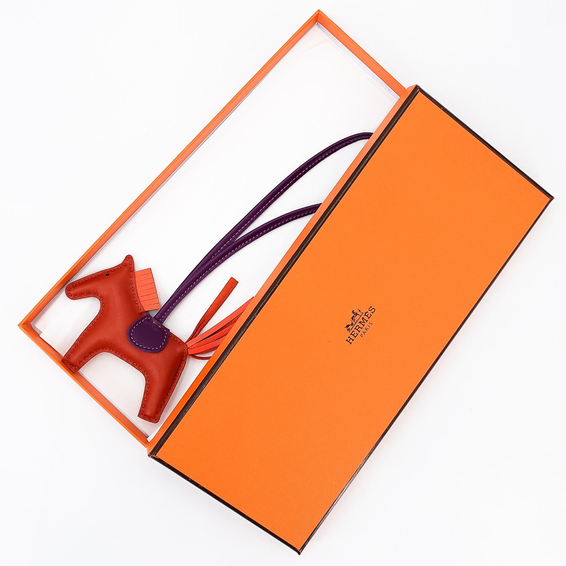 Unused ( Rank NS ) HERMÈS Rodeo PM Orange Poppy (8V) Carnelian Violet (96) Agneau Z (2021) - 7