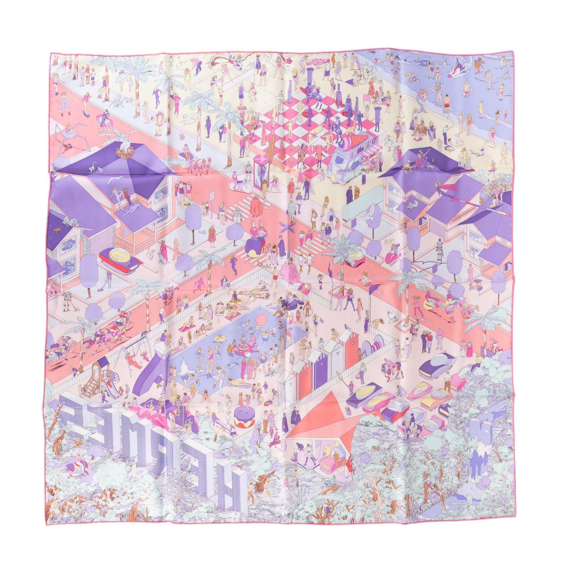 Unused ( Rank NS ) HERMÈS Carre 90 scarf HERMES ON THE BEACH Multi-color Silk None - 1