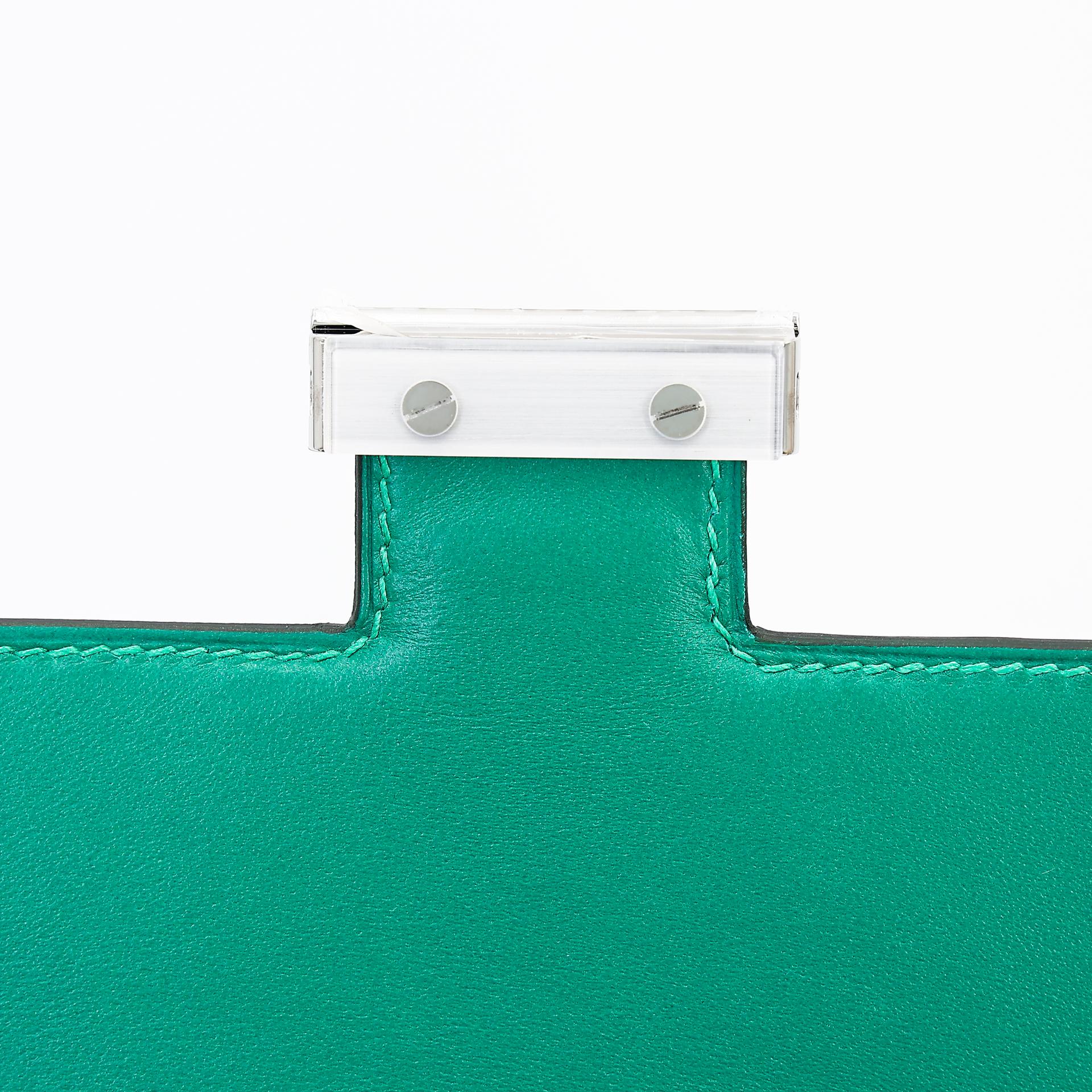 全新 HERMÈS 愛馬仕 Constance 康康 Mini 19 O6 帝王綠 Vert Jade □ 短吻鱷 銀扣 B刻 2023年 - 9