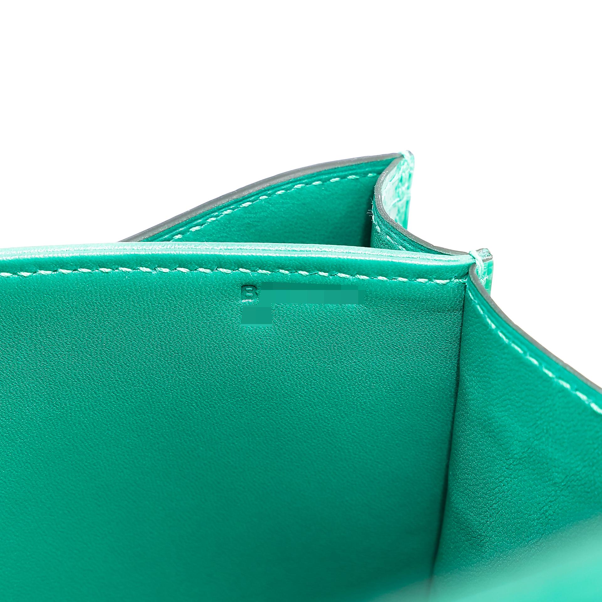 全新 HERMÈS 愛馬仕 Constance 康康 Mini 19 O6 帝王綠 Vert Jade □ 短吻鱷 銀扣 B刻 2023年 - 12
