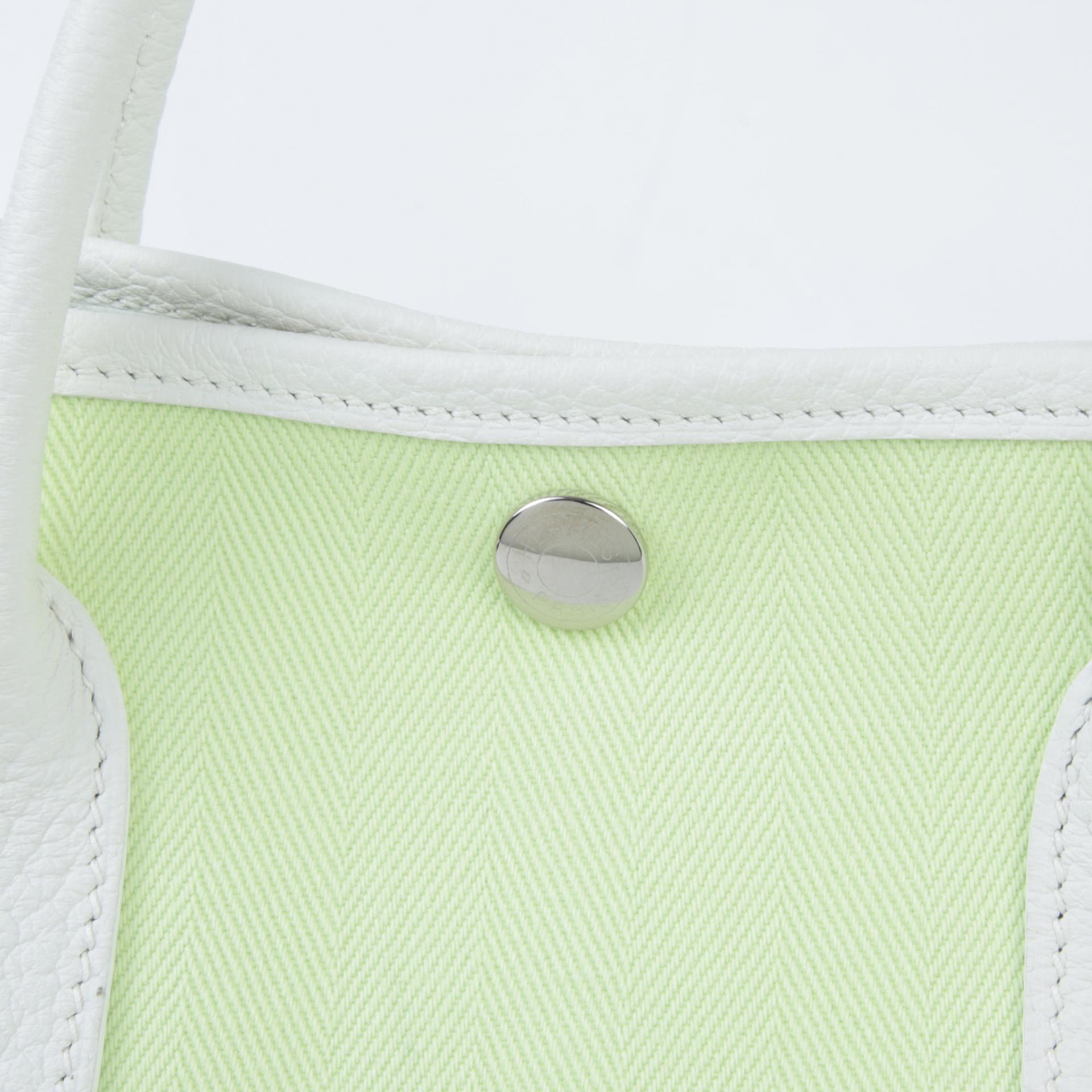 Very Good ( Rank A) HERMÈS Garden Party TPM Jaune Bourgeon (R9) White Toile H canvas Palladium hardware Square R (2014) - 9