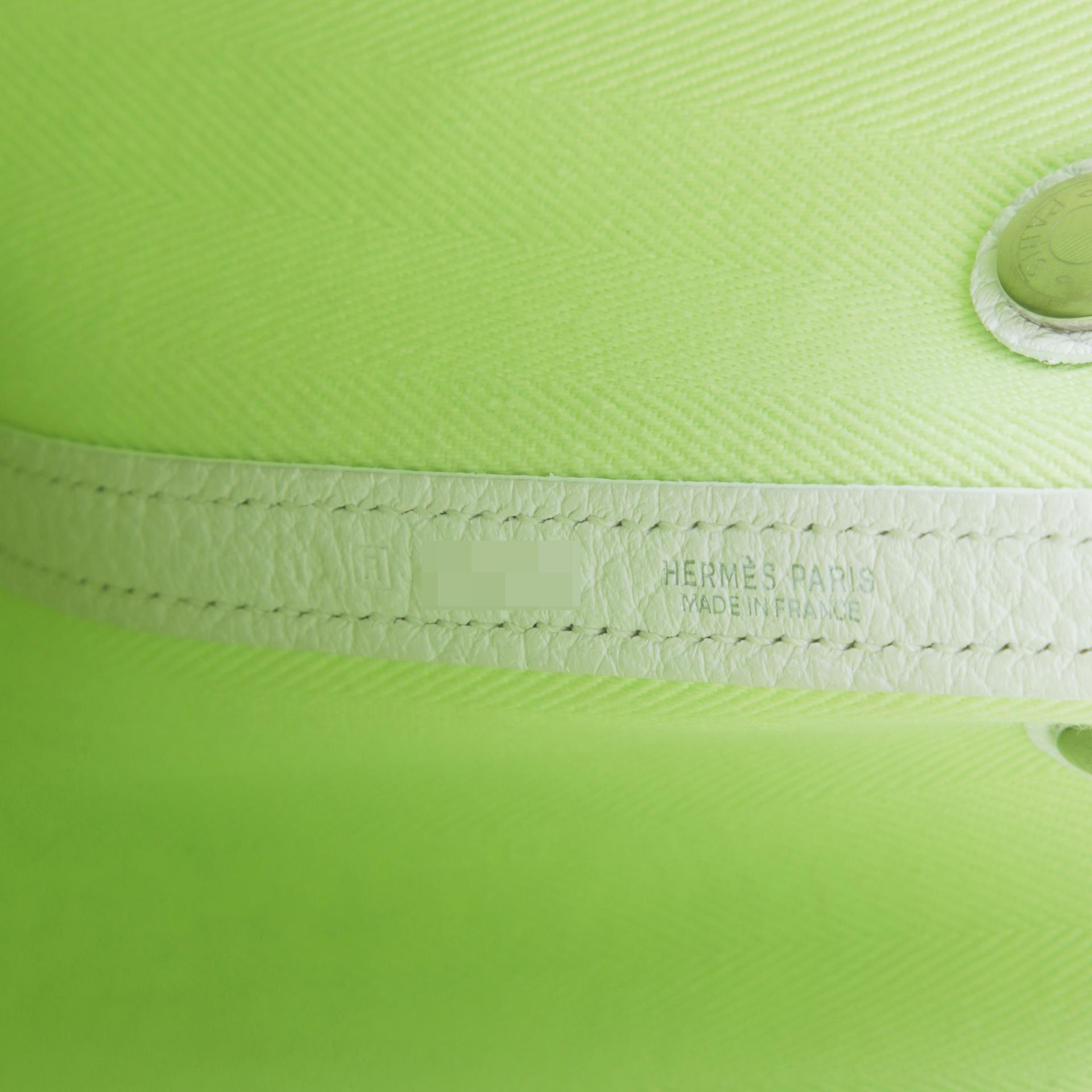 Very Good ( Rank A) HERMÈS Garden Party TPM Jaune Bourgeon (R9) White Toile H canvas Palladium hardware Square R (2014) - 13