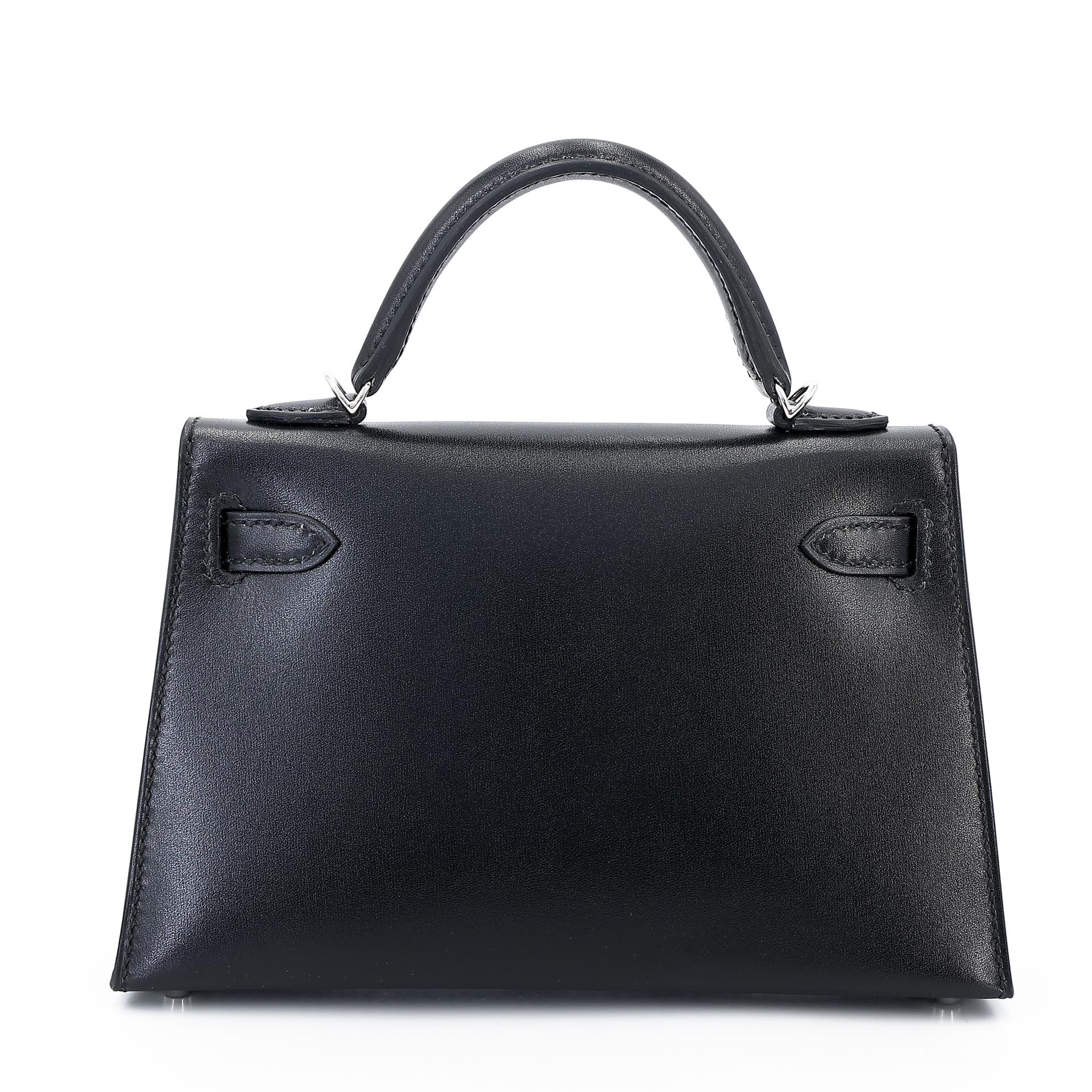 Brand New ( Rank N ) HERMÈS Limited Edition Mini Kelly II Cloute Studded Black (89) Box-calf Palladium hardware W (2024) - 2