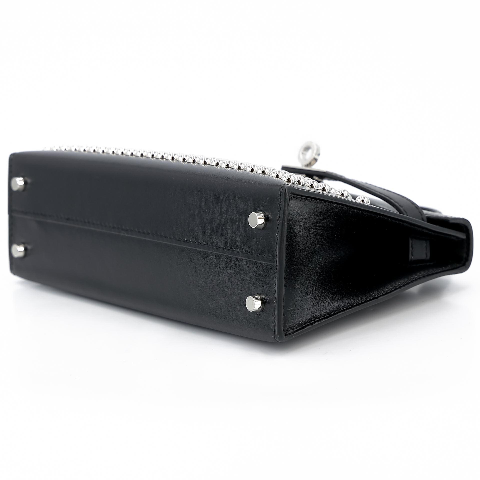 Brand New ( Rank N ) HERMÈS Limited Edition Mini Kelly II Cloute Studded Black (89) Box-calf Palladium hardware W (2024) - 4