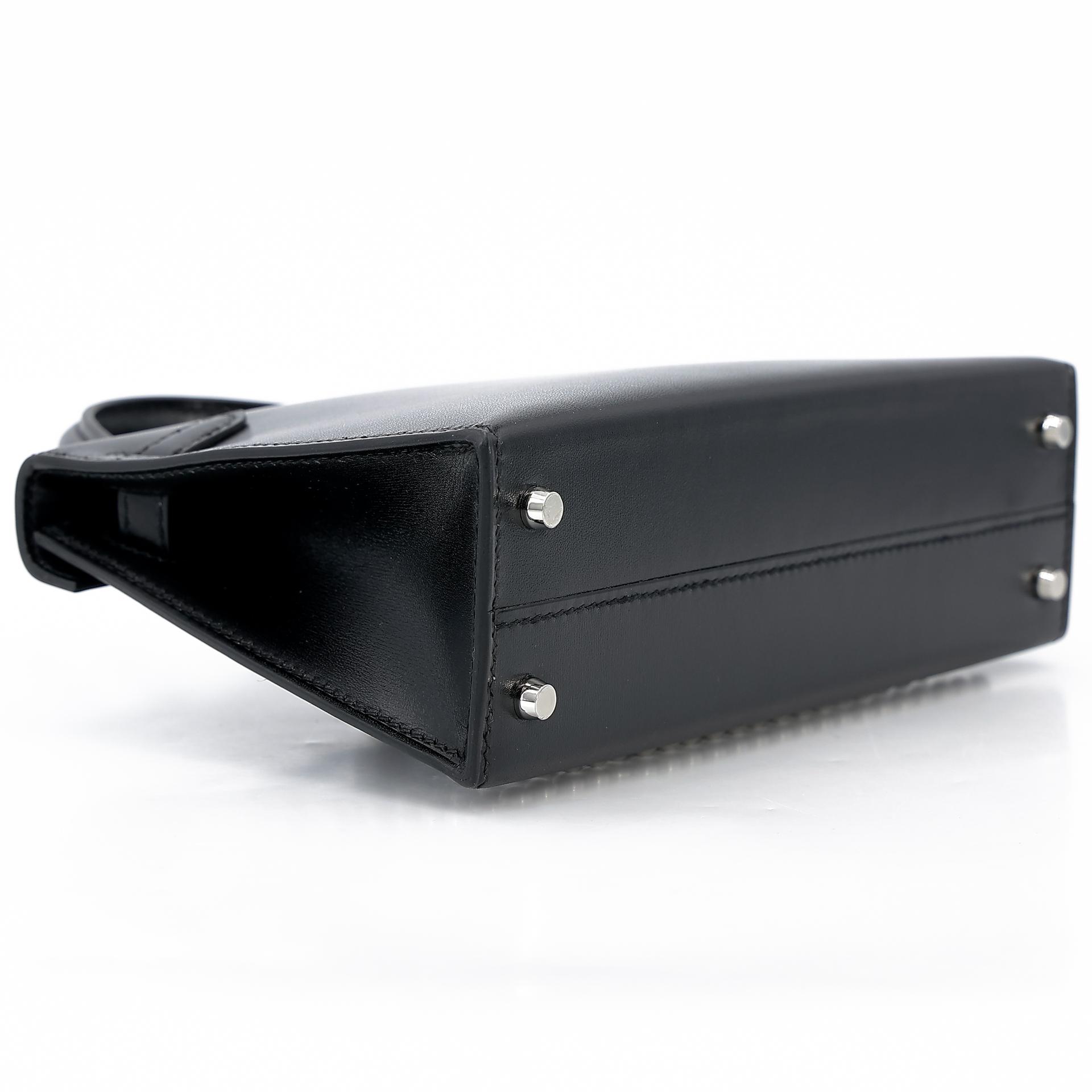 Brand New ( Rank N ) HERMÈS Limited Edition Mini Kelly II Cloute Studded Black (89) Box-calf Palladium hardware W (2024) - 7