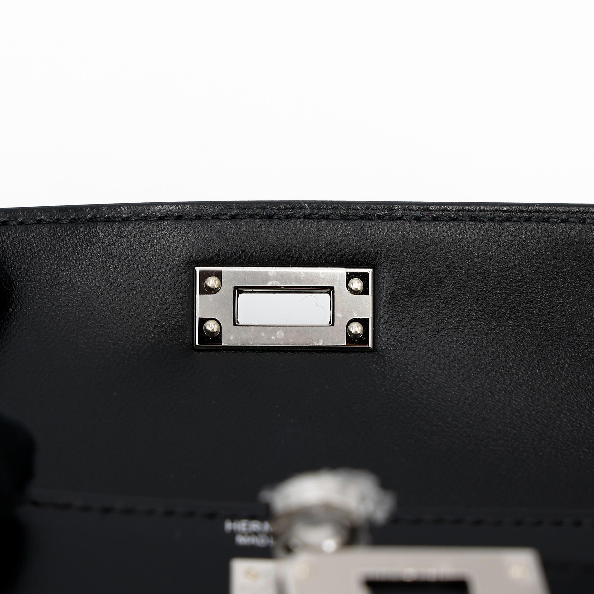 Brand New ( Rank N ) HERMÈS Limited Edition Mini Kelly II Cloute Studded Black (89) Box-calf Palladium hardware W (2024) - 11