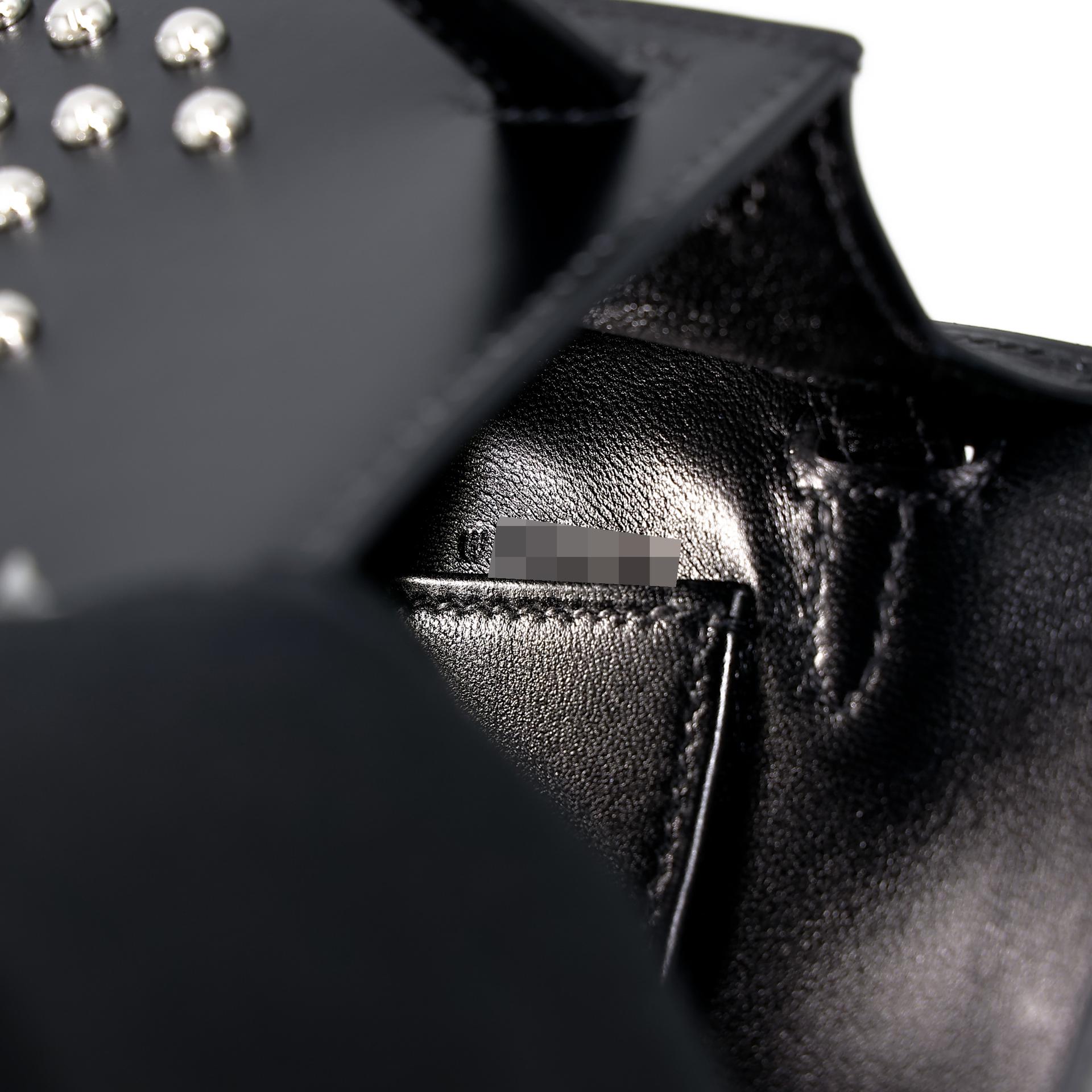Brand New ( Rank N ) HERMÈS Limited Edition Mini Kelly II Cloute Studded Black (89) Box-calf Palladium hardware W (2024) - 13