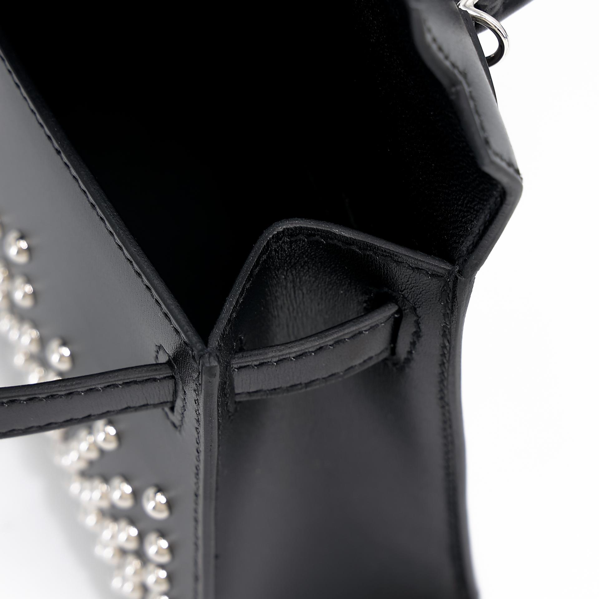 Brand New ( Rank N ) HERMÈS Limited Edition Mini Kelly II Cloute Studded Black (89) Box-calf Palladium hardware W (2024) - 14