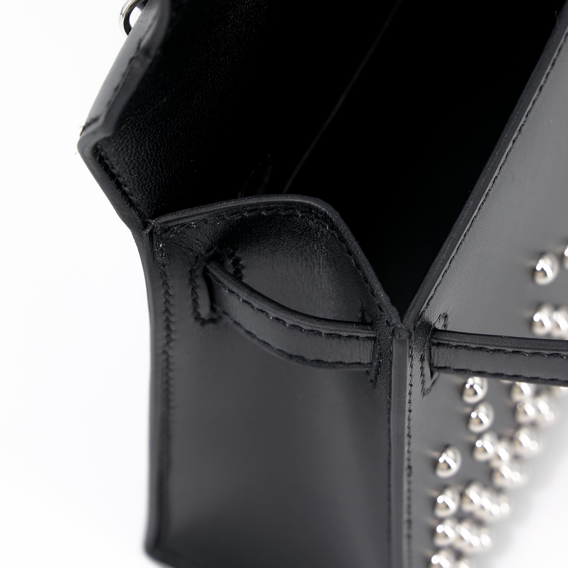 Brand New ( Rank N ) HERMÈS Limited Edition Mini Kelly II Cloute Studded Black (89) Box-calf Palladium hardware W (2024) - 15