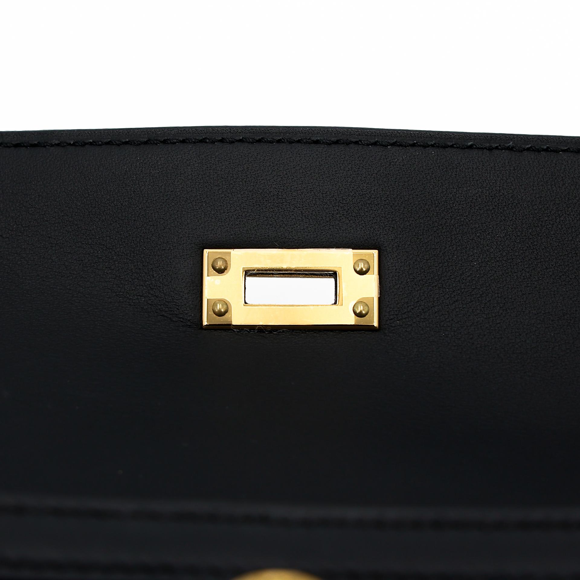 Excellent ( Rank SA ) HERMÈS Limited Edition Kelly 25 Quadrille Sellier Navy (7U) Black (89) Swift Toile Quadrille canvas Gold hardware W (2024) - 14