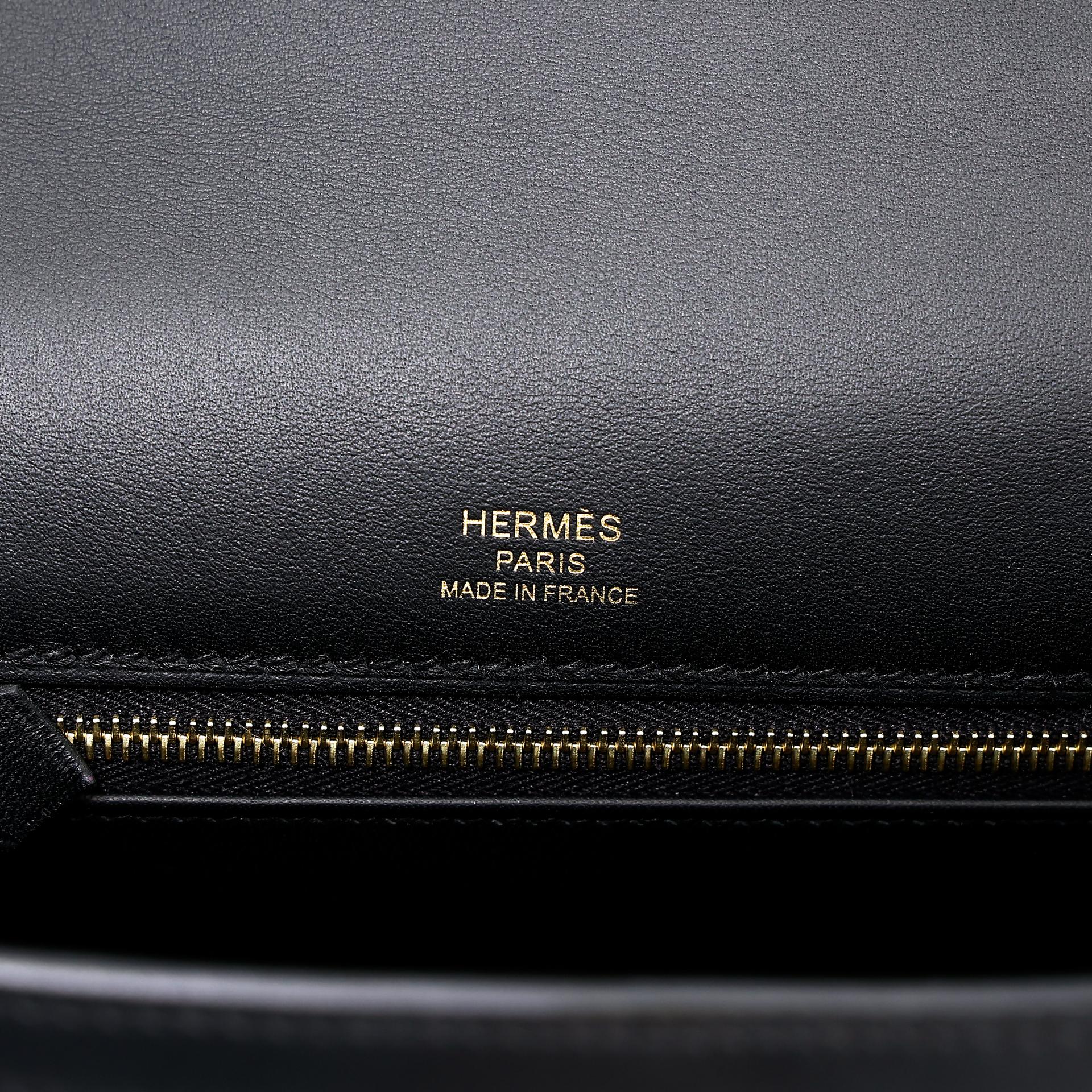 Excellent ( Rank SA ) HERMÈS Limited Edition Kelly 25 Quadrille Sellier Navy (7U) Black (89) Swift Toile Quadrille canvas Gold hardware W (2024) - 17