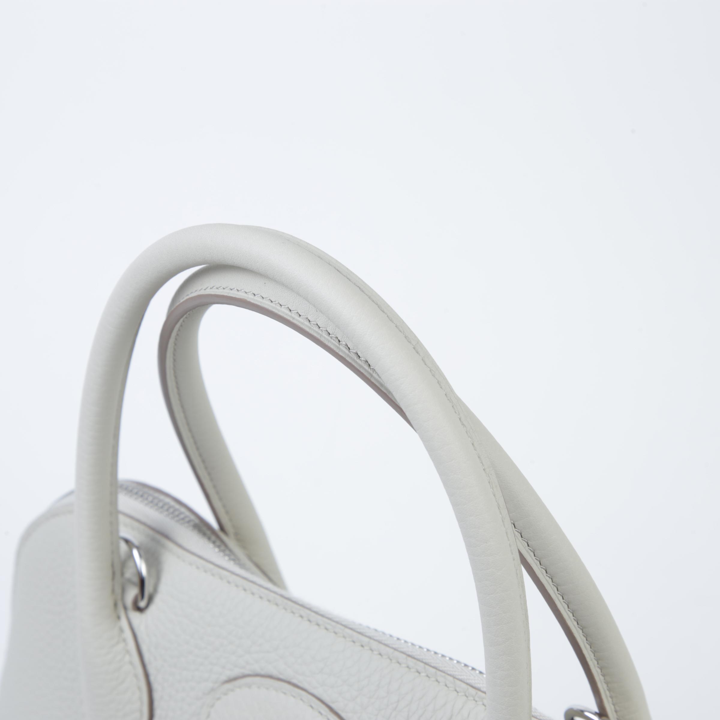A美品  HERMÈS 爱马仕  Bolide 31 8L 冰川白 Beton Clemence小牛皮 银扣 D刻 2019年 - 3