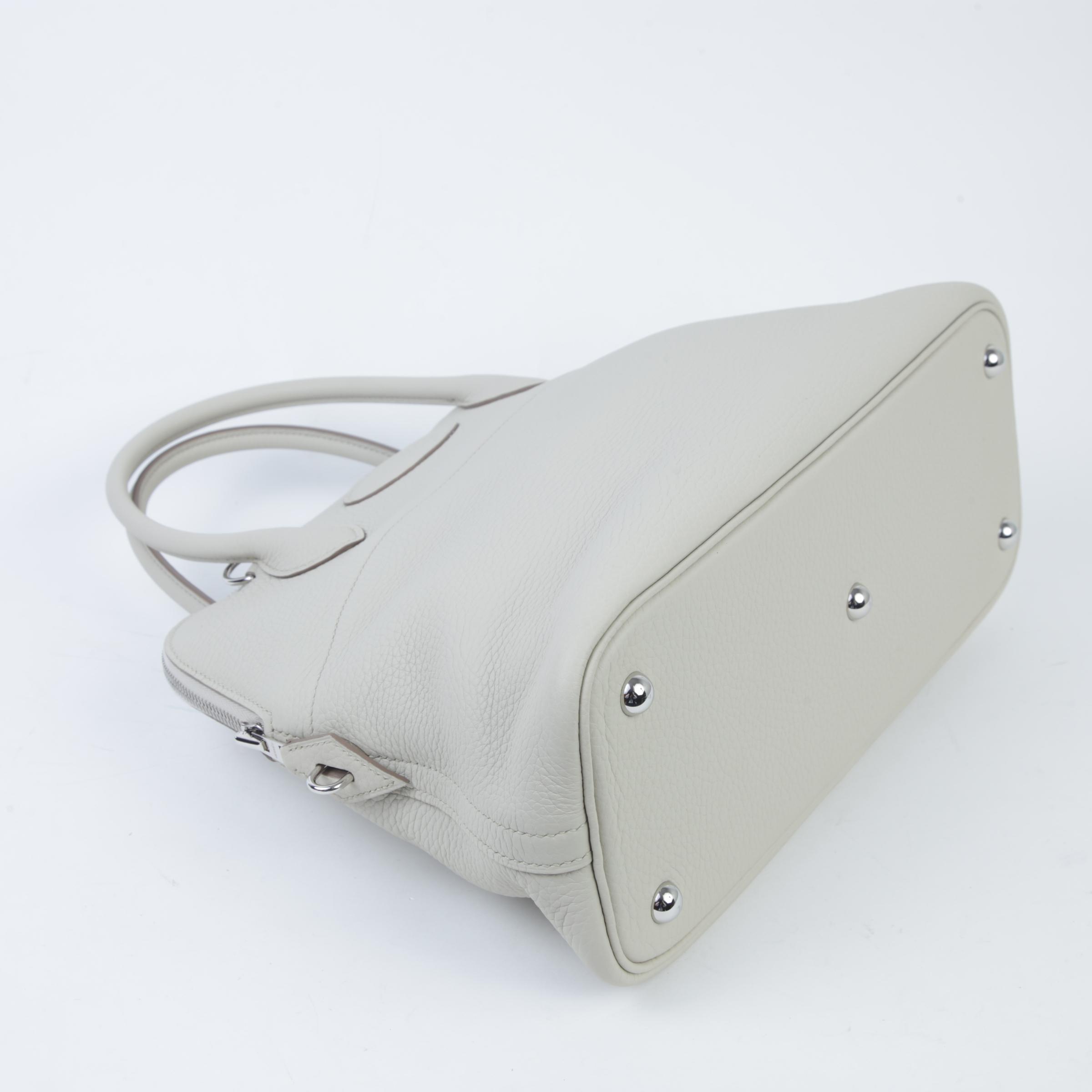 A美品  HERMÈS 爱马仕  Bolide 31 8L 冰川白 Beton Clemence小牛皮 银扣 D刻 2019年 - 4