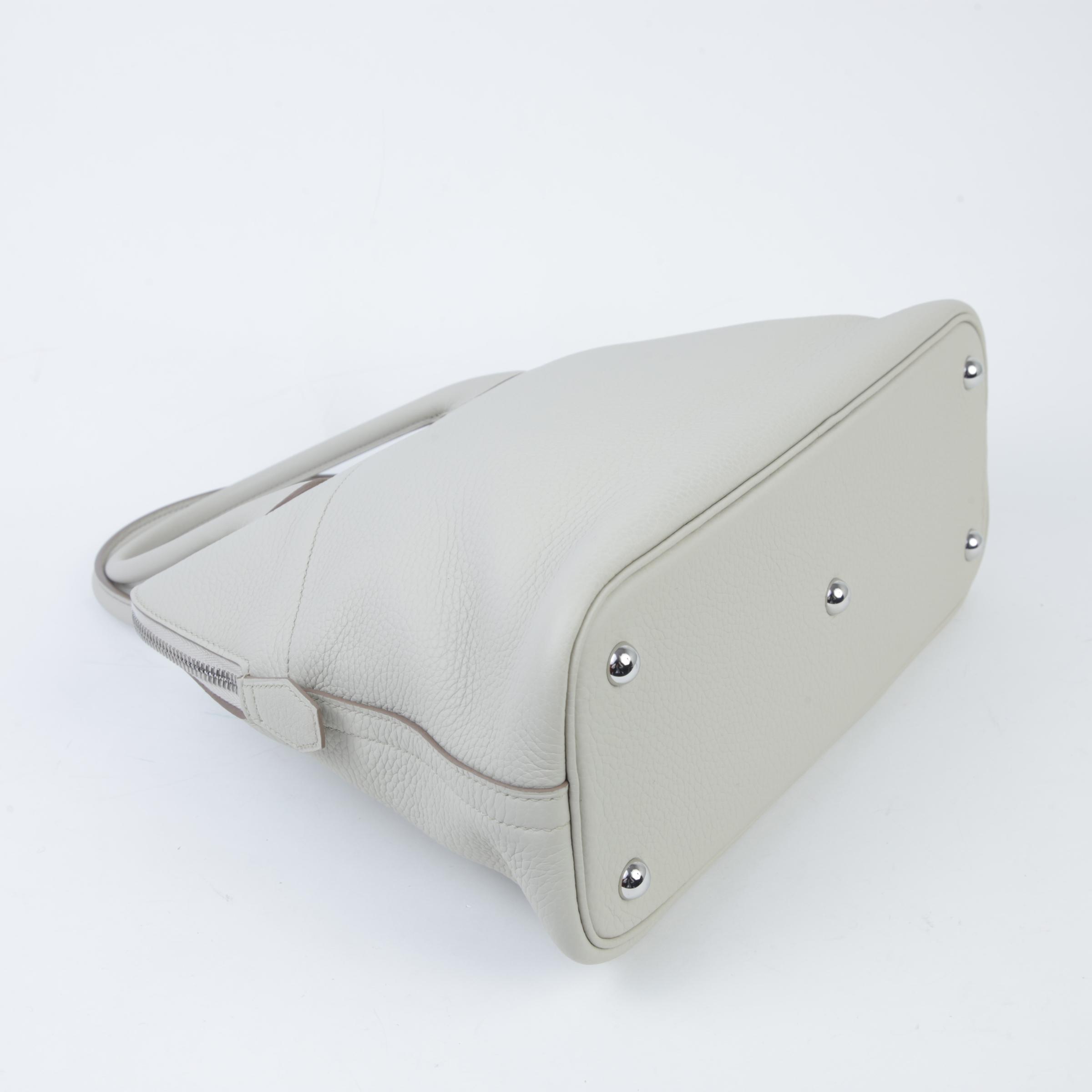 A美品  HERMÈS 爱马仕  Bolide 31 8L 冰川白 Beton Clemence小牛皮 银扣 D刻 2019年 - 6