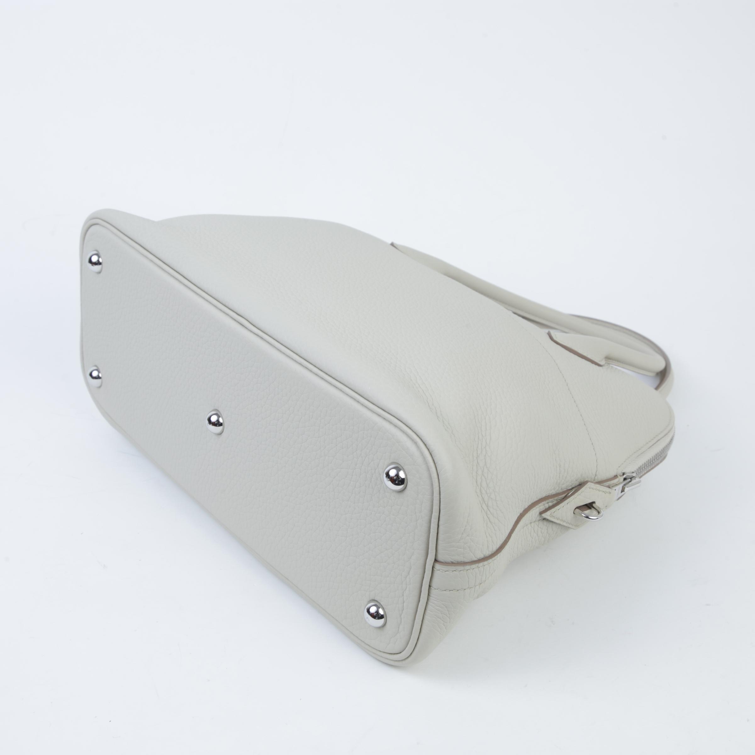 A美品  HERMÈS 爱马仕  Bolide 31 8L 冰川白 Beton Clemence小牛皮 银扣 D刻 2019年 - 7