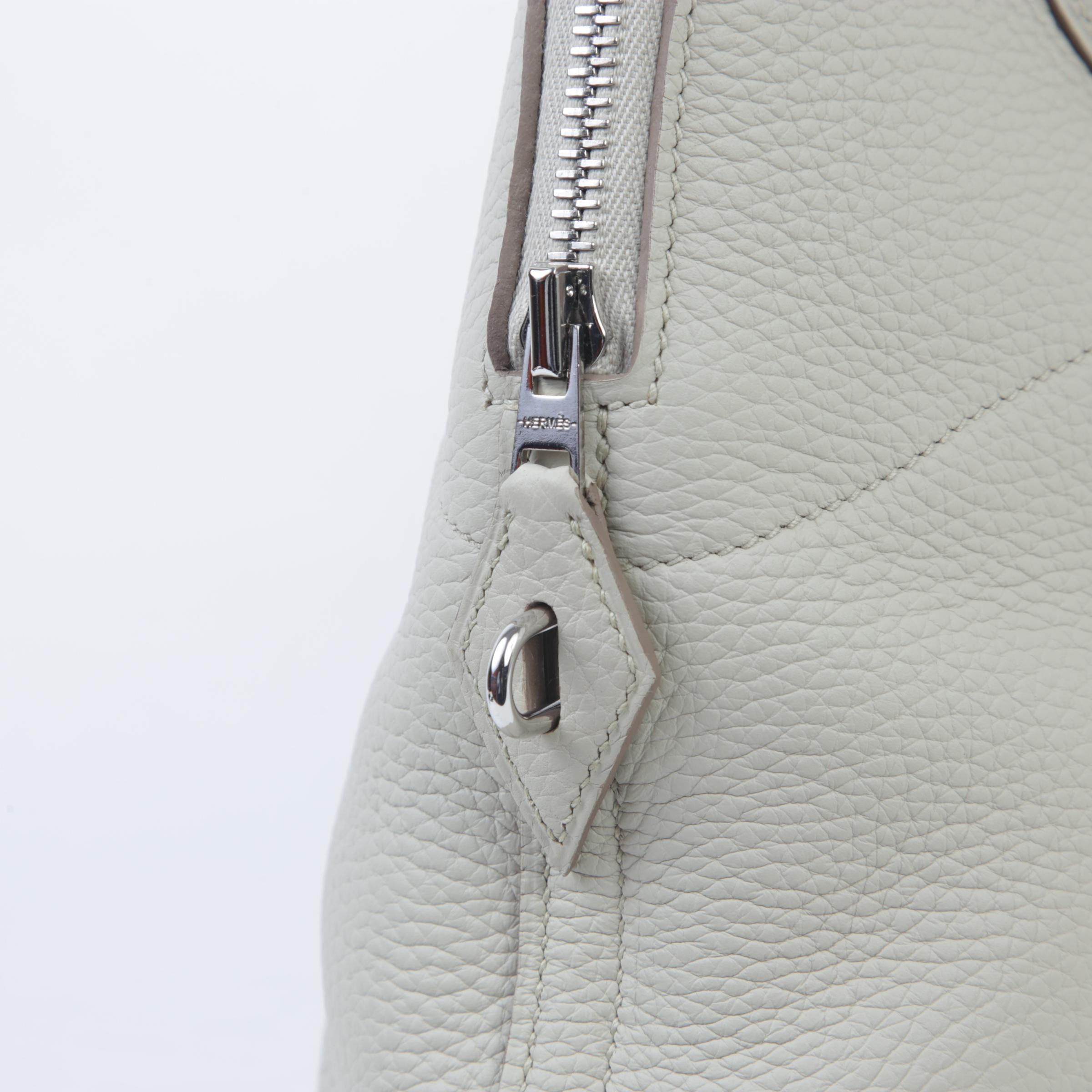 A美品  HERMÈS 爱马仕  Bolide 31 8L 冰川白 Beton Clemence小牛皮 银扣 D刻 2019年 - 8