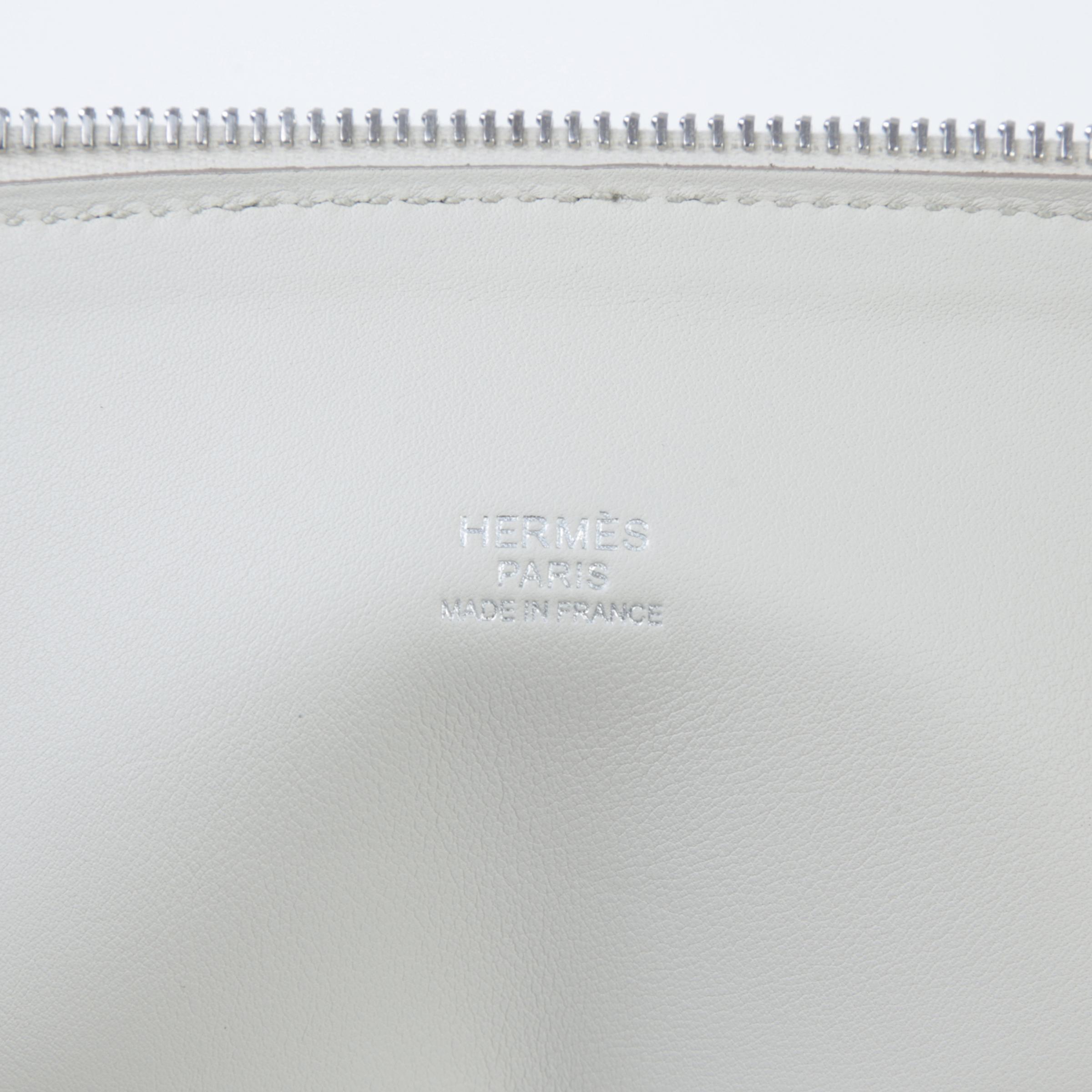 A美品  HERMÈS 爱马仕  Bolide 31 8L 冰川白 Beton Clemence小牛皮 银扣 D刻 2019年 - 10