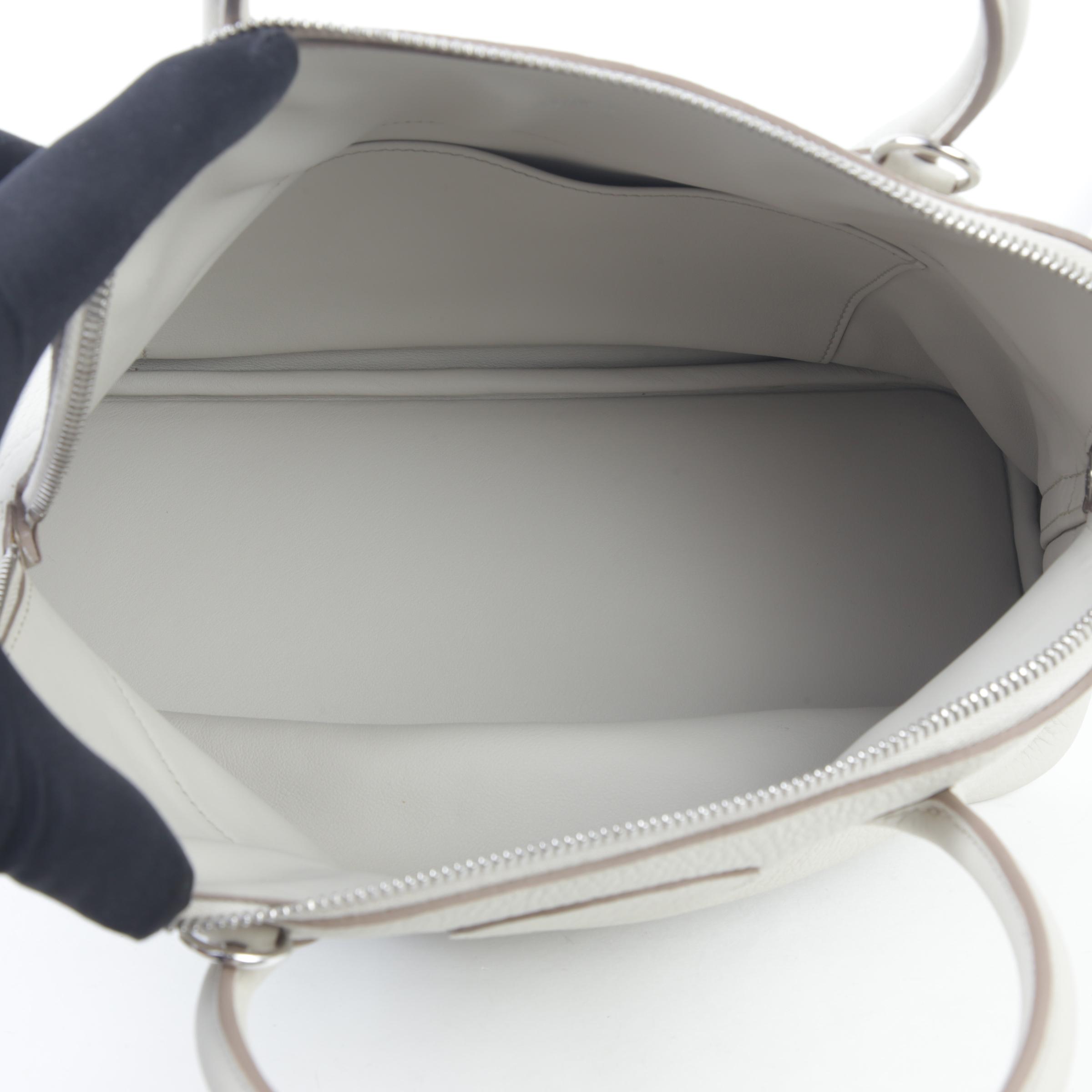 A美品  HERMÈS 爱马仕  Bolide 31 8L 冰川白 Beton Clemence小牛皮 银扣 D刻 2019年 - 11