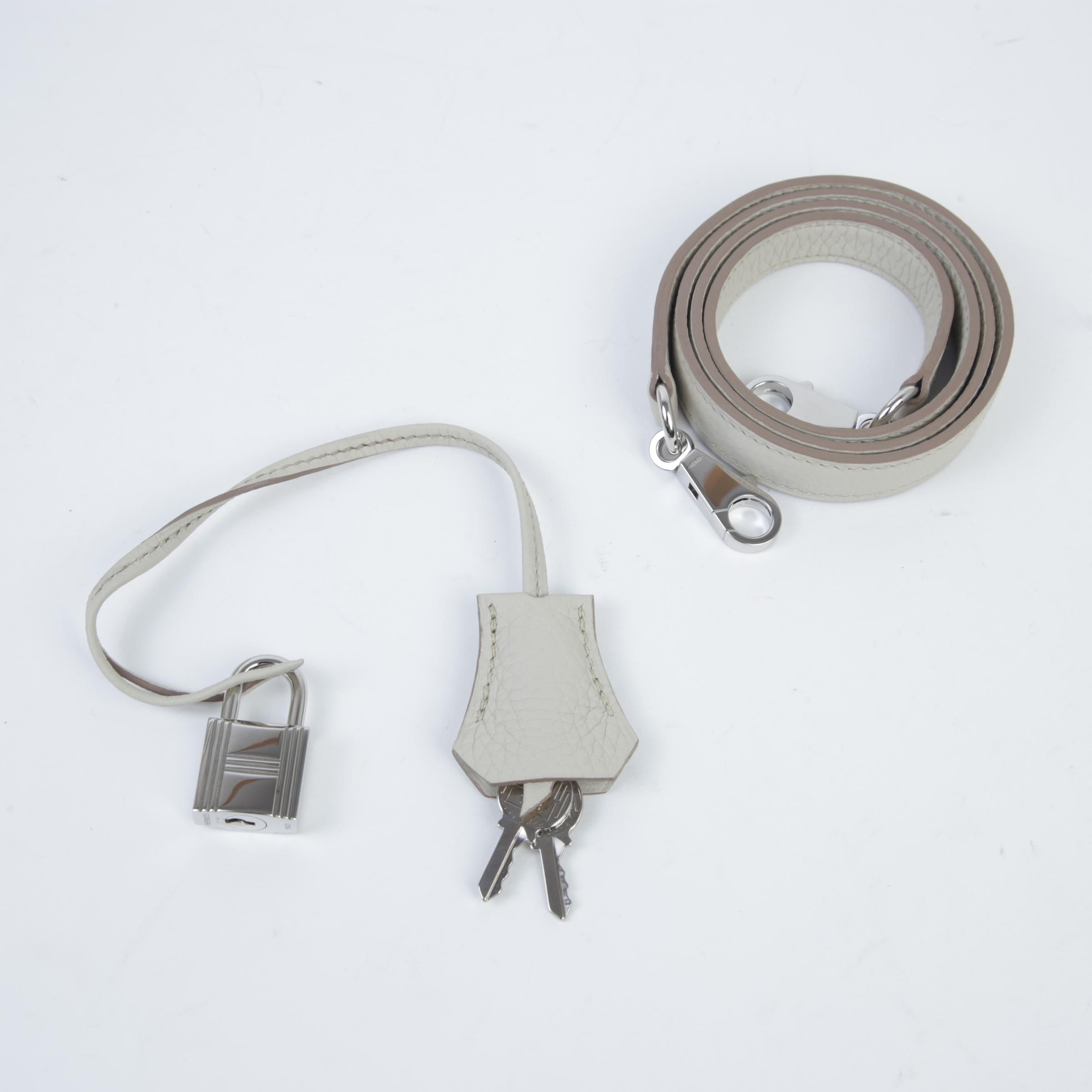 A美品  HERMÈS 爱马仕  Bolide 31 8L 冰川白 Beton Clemence小牛皮 银扣 D刻 2019年 - 12