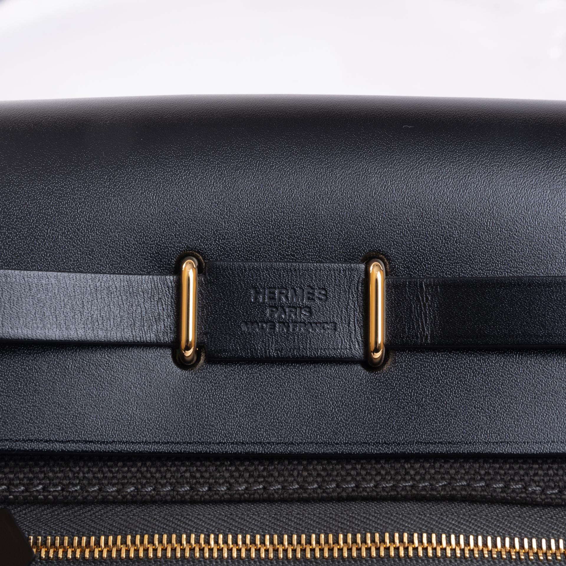 Brand New ( Rank N ) HERMÈS Herbag Zip Mini 20 Dark Bronze （O0） Black (89) Canvas Gold hardware W (2024) - 7