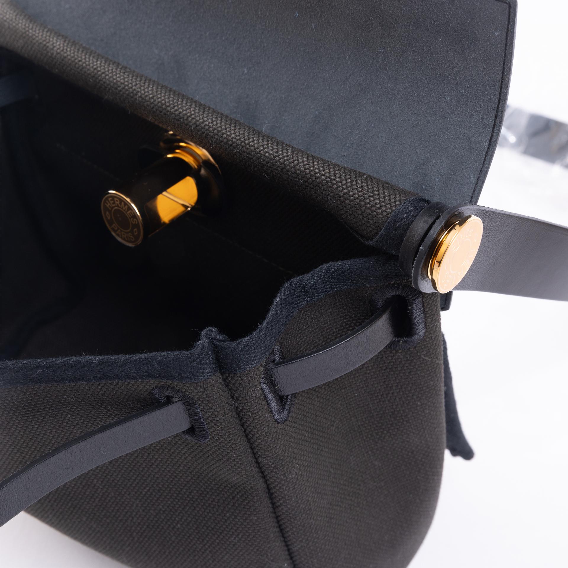 Brand New ( Rank N ) HERMÈS Herbag Zip Mini 20 Dark Bronze （O0） Black (89) Canvas Gold hardware W (2024) - 9