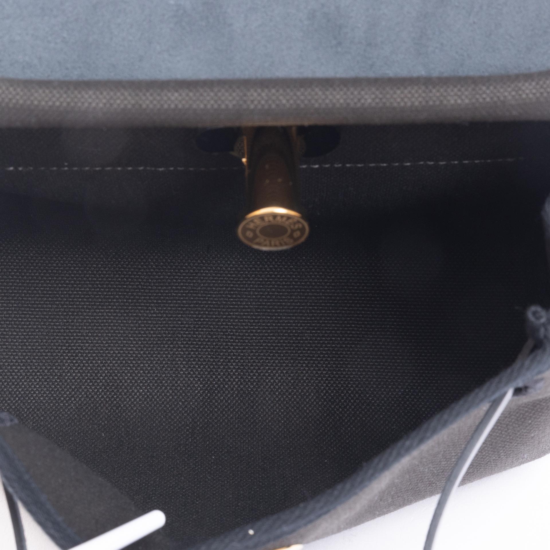 Brand New ( Rank N ) HERMÈS Herbag Zip Mini 20 Dark Bronze （O0） Black (89) Canvas Gold hardware W (2024) - 8