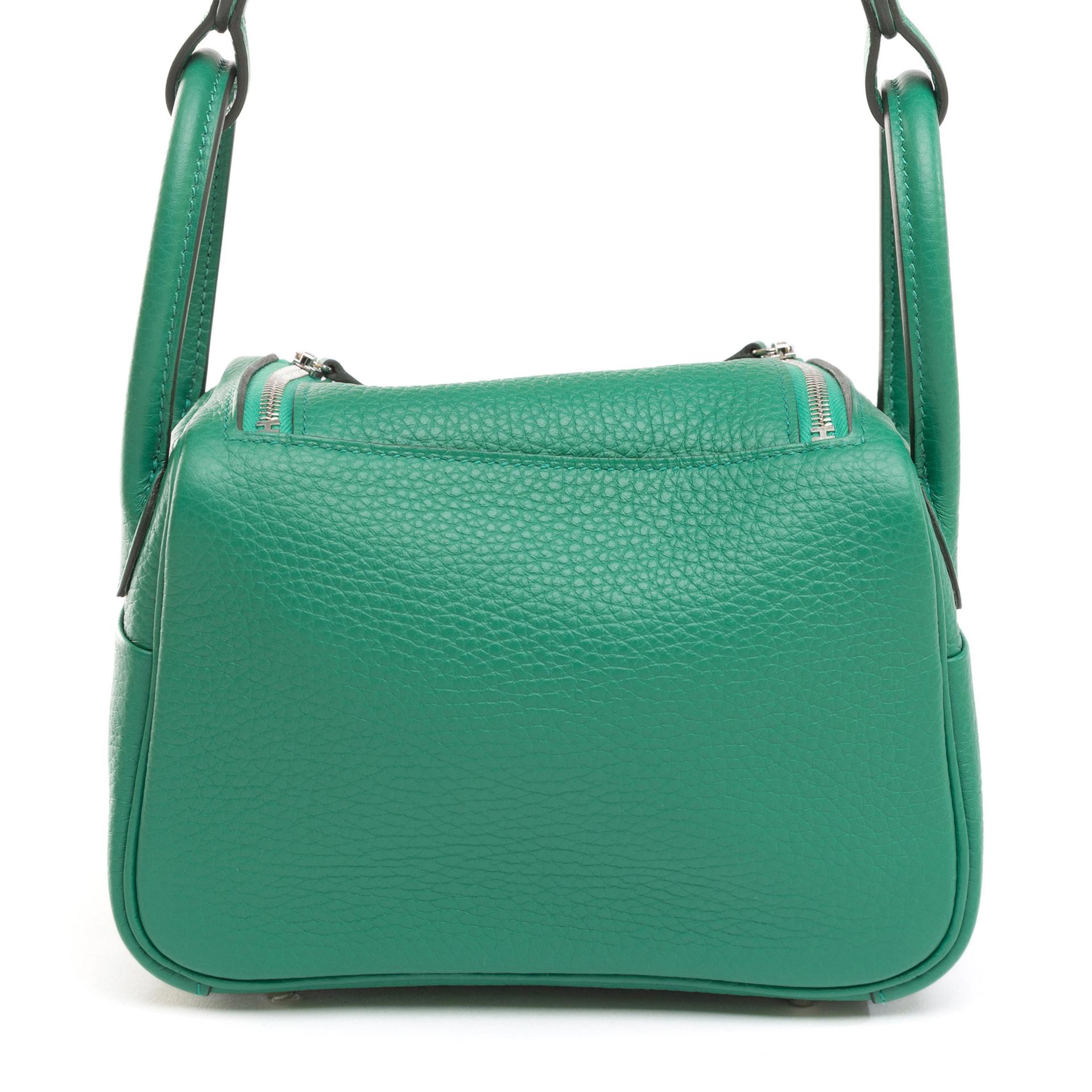 Brand New ( Rank N ) HERMÈS Mini Lindy II Vert Vertigo (U4) Clemence Palladium hardware W (2024) - 2