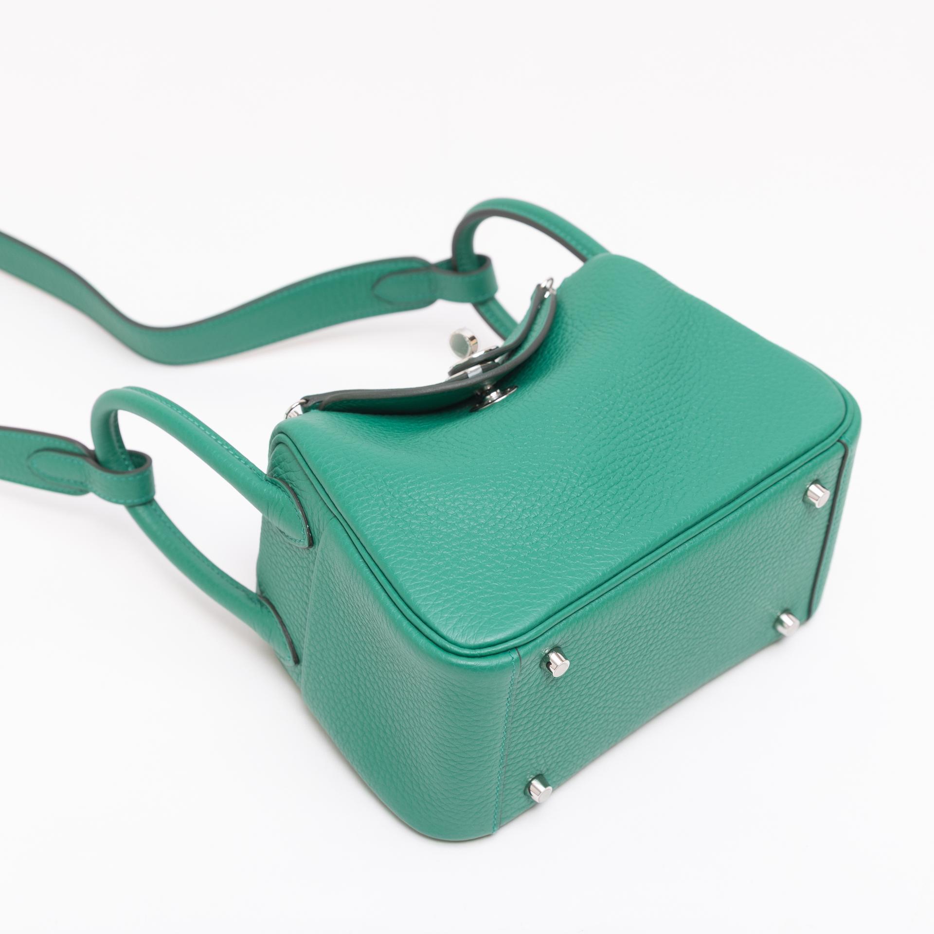 Brand New ( Rank N ) HERMÈS Mini Lindy II Vert Vertigo (U4) Clemence Palladium hardware W (2024) - 4
