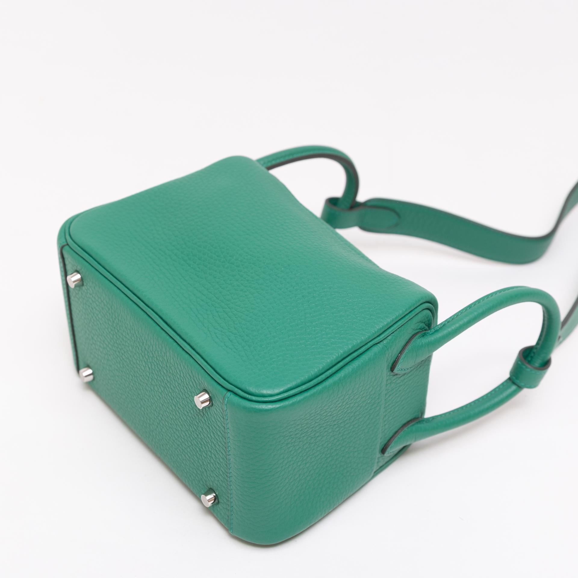 Brand New ( Rank N ) HERMÈS Mini Lindy II Vert Vertigo (U4) Clemence Palladium hardware W (2024) - 7