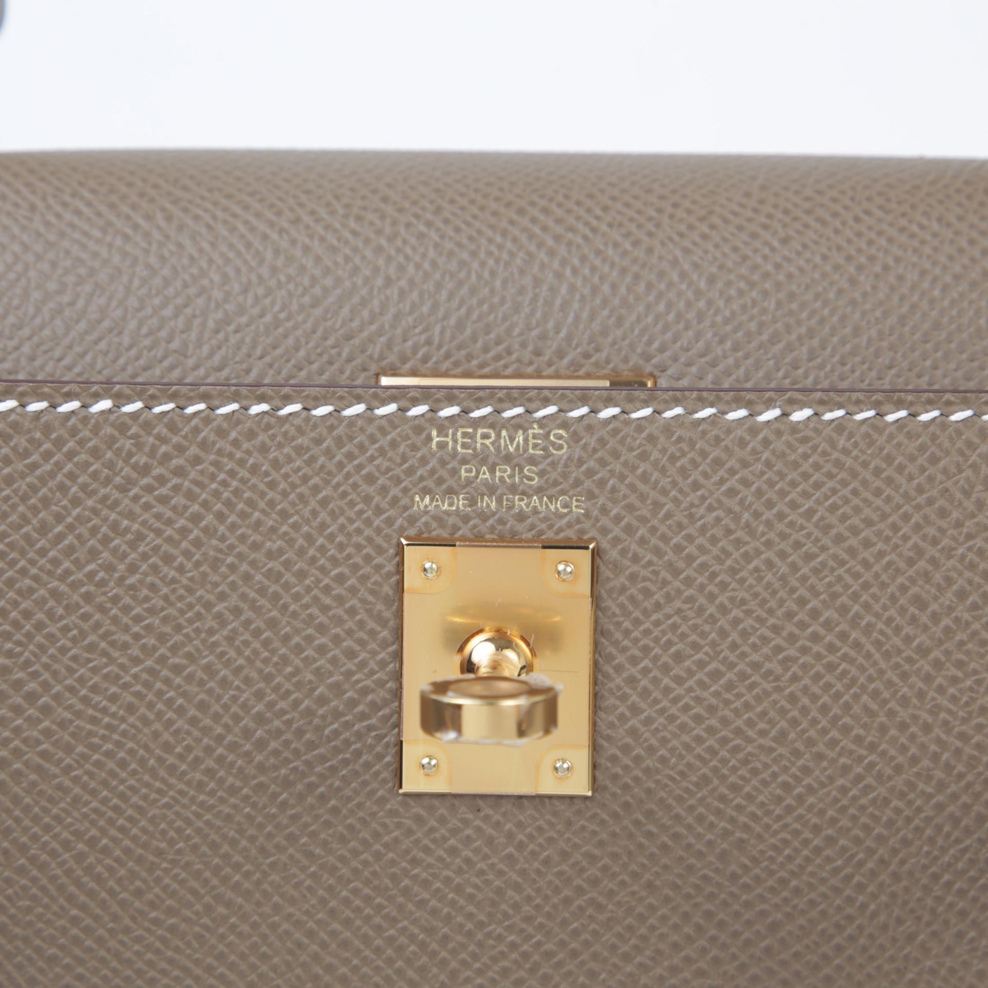 Excellent ( Rank SA ) HERMÈS Kelly 25 Sellier Etoupe (18) Epsom Gold hardware B (2023) - 9