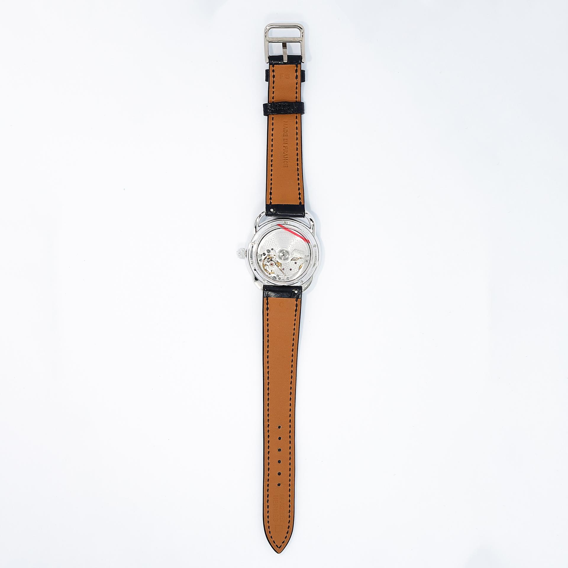 Excellent ( Rank SA ) HERMÈS Arceau Ecuyere Watch 34mm Black (89) Alligator Diamond C (2018) - 4