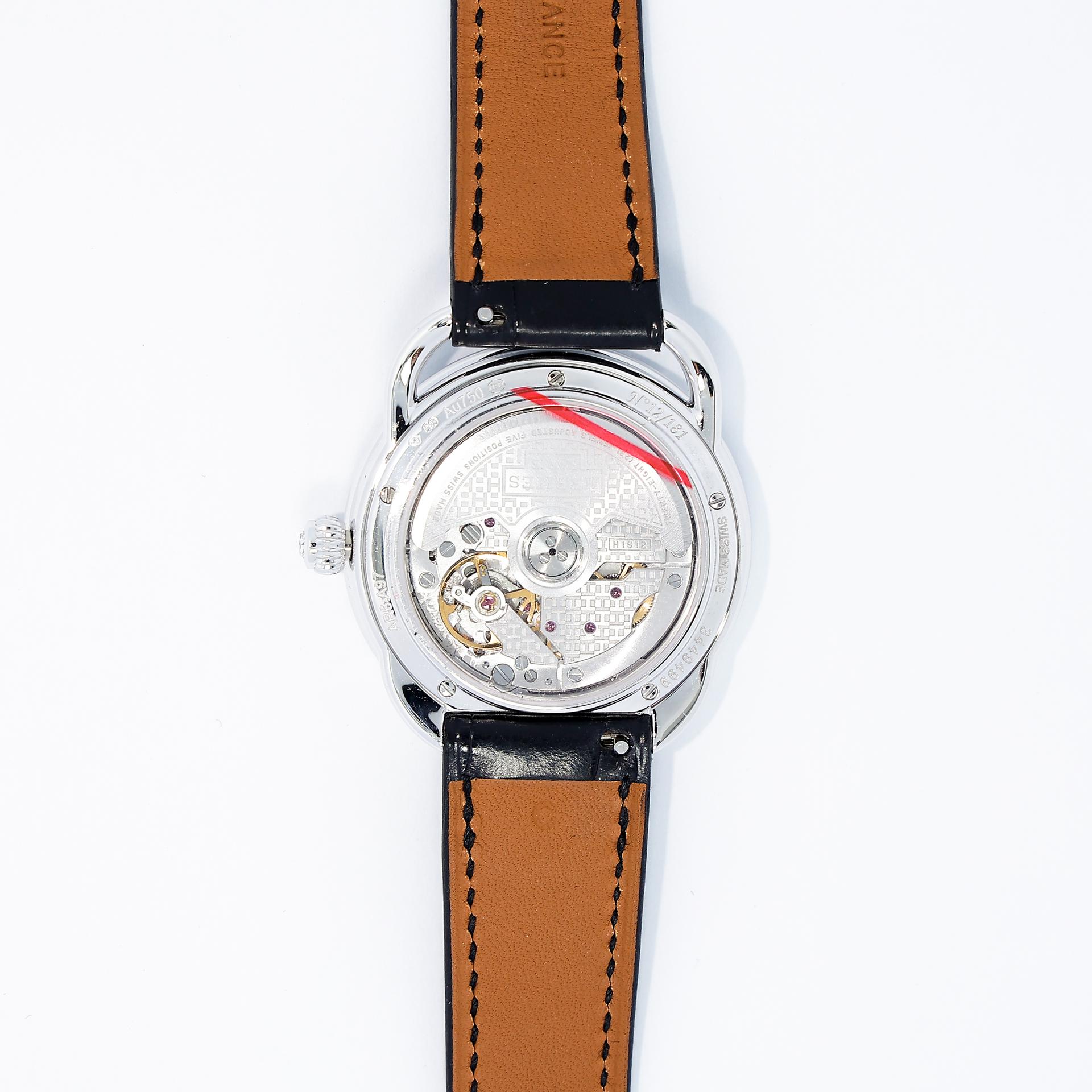 Excellent ( Rank SA ) HERMÈS Arceau Ecuyere Watch 34mm Black (89) Alligator Diamond C (2018) - 5
