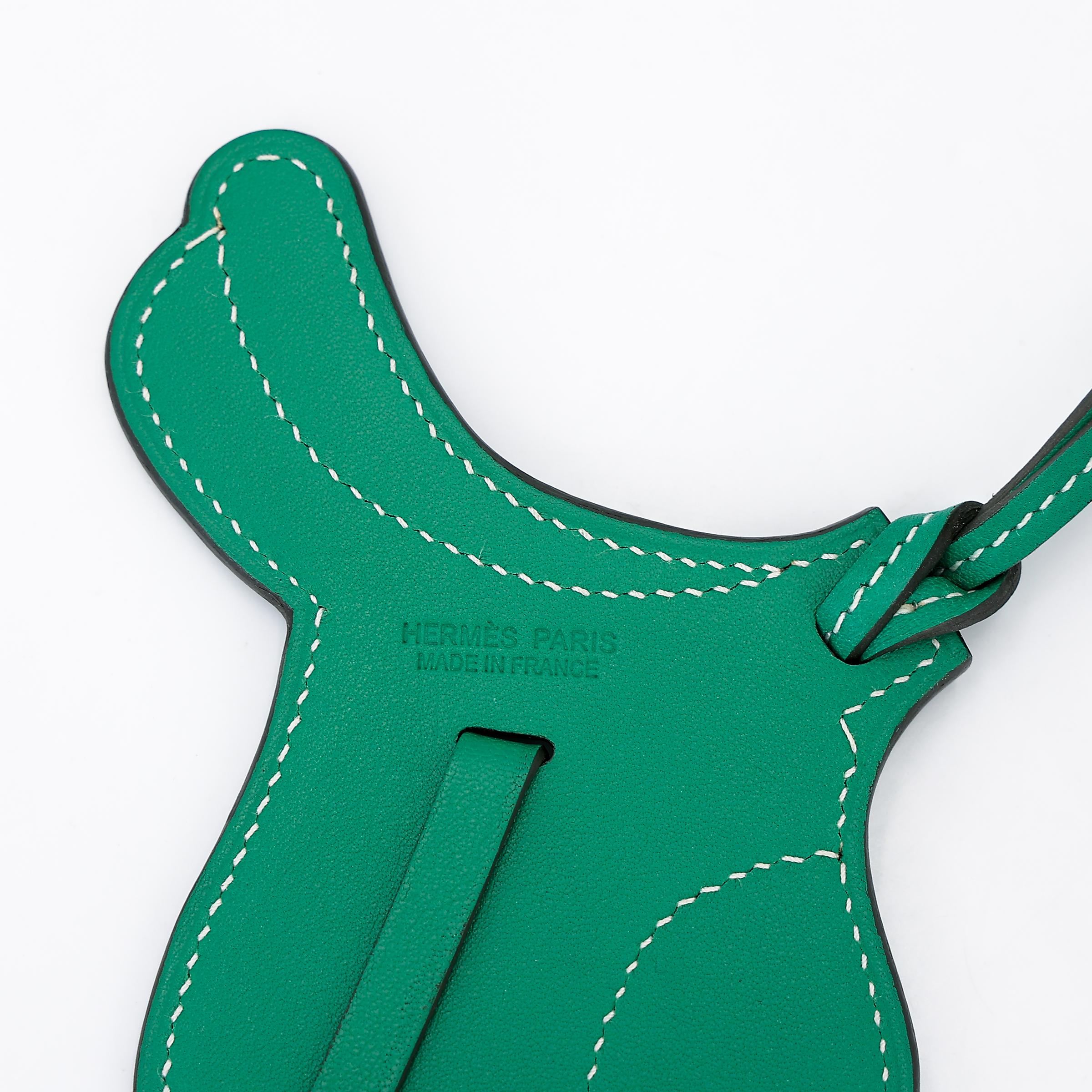 SA超美品 HERMÈS 爱马仕 Paddock Saddle Selle 挂件 Z6 孔雀绿 Malachite 皮革 银扣 - 6