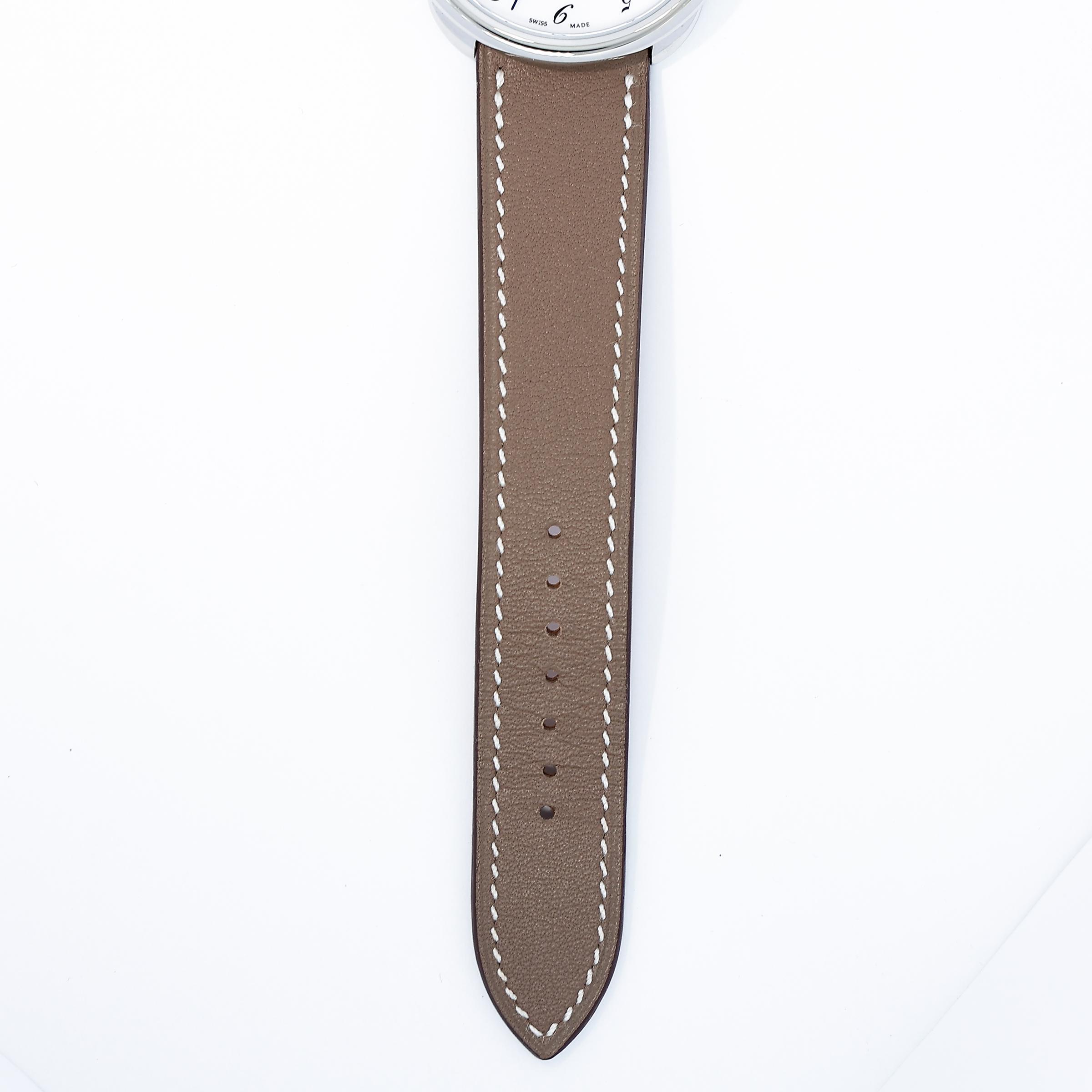 Unused ( Rank NS ) HERMÈS Arceau watch Large model 36mm Etoupe (18) Swift Palladium hardware Z (2021) - 4