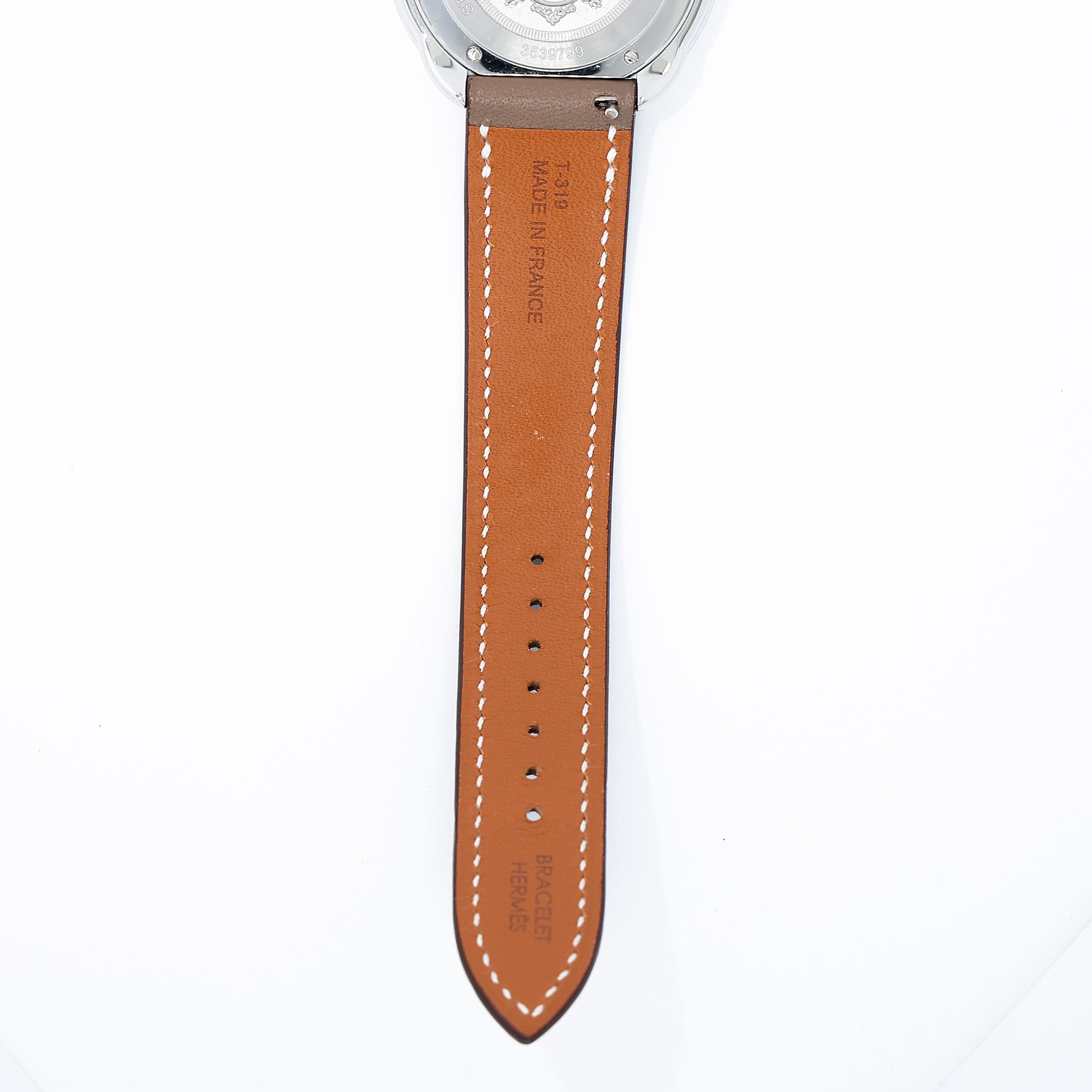 Unused ( Rank NS ) HERMÈS Arceau watch Large model 36mm Etoupe (18) Swift Palladium hardware Z (2021) - 8