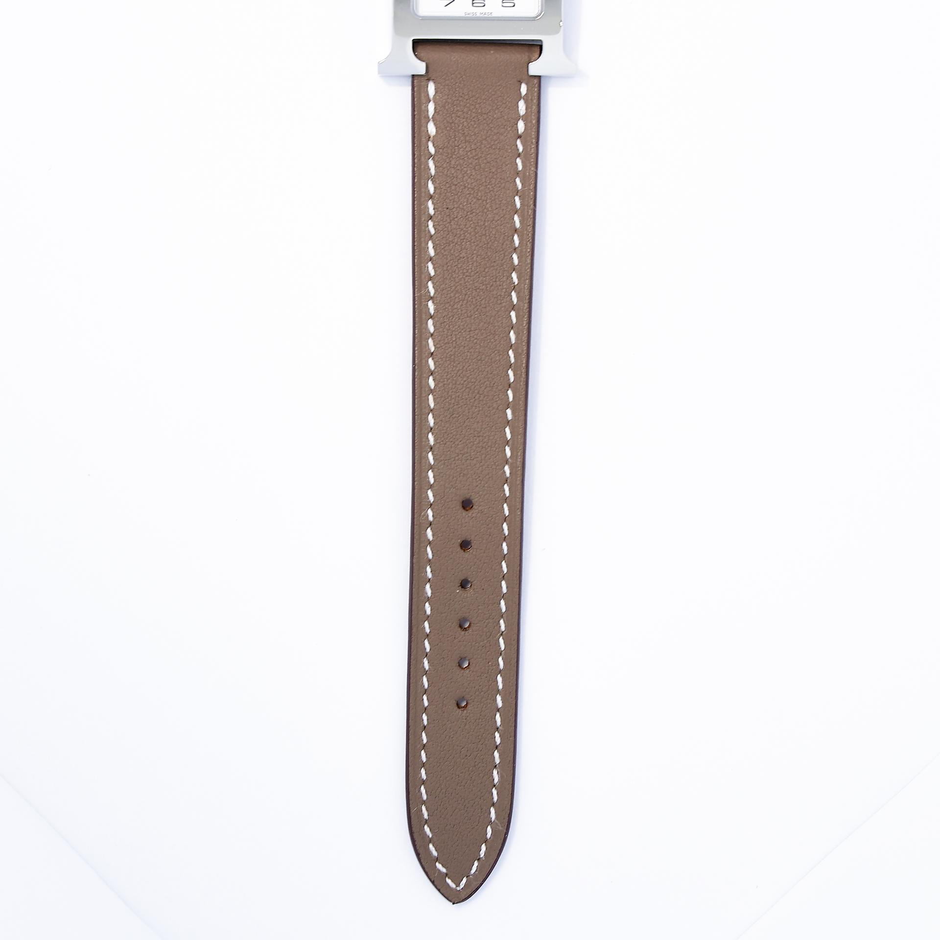 Brand New ( Rank N ) HERMÈS H Watch 21mm Etoupe (18) Swift Palladium hardware W (2024) - 4