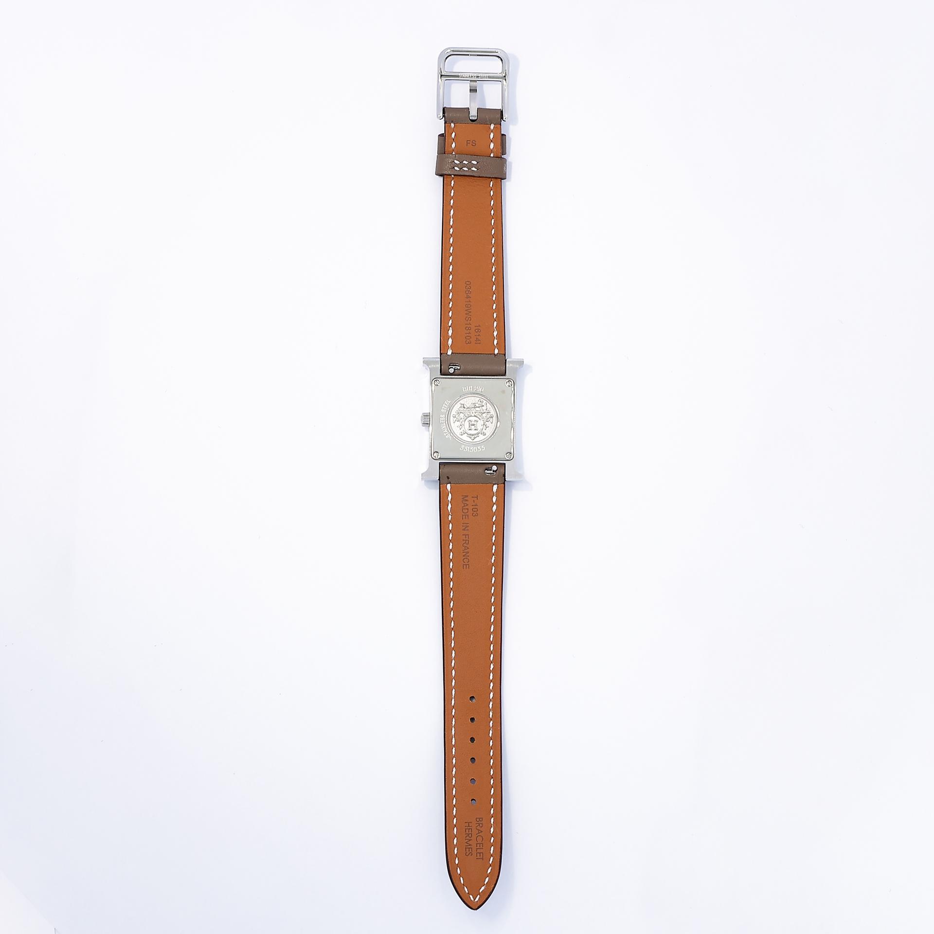 Brand New ( Rank N ) HERMÈS H Watch 21mm Etoupe (18) Swift Palladium hardware W (2024) - 5