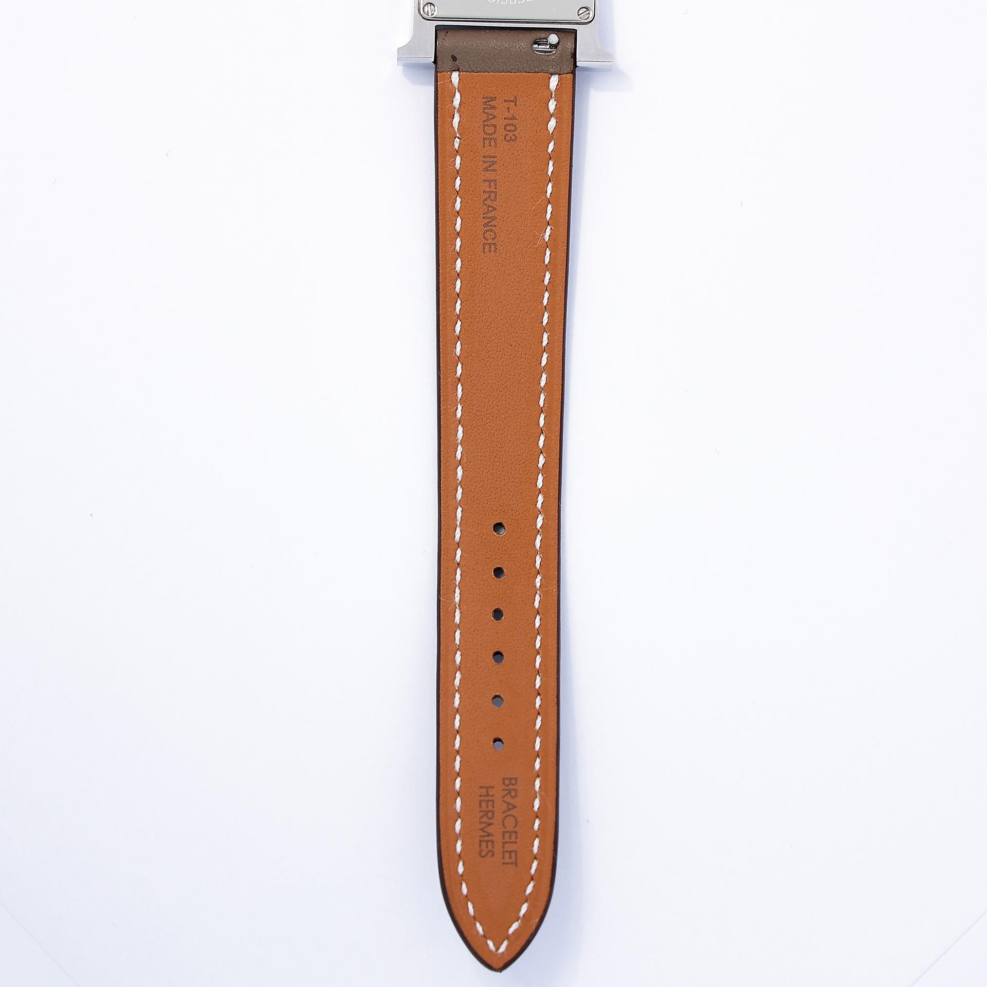 Brand New ( Rank N ) HERMÈS H Watch 21mm Etoupe (18) Swift Palladium hardware W (2024) - 8