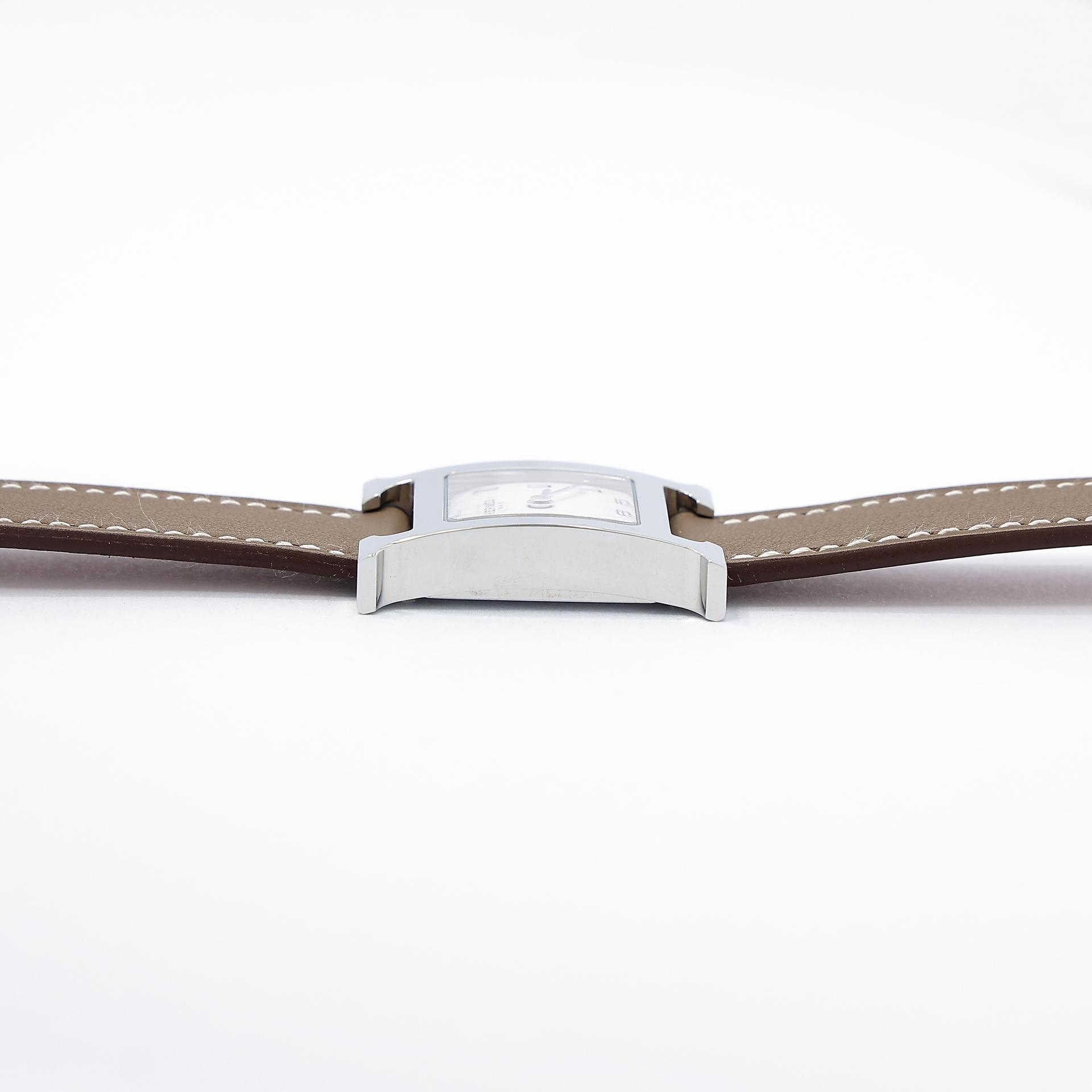 Brand New ( Rank N ) HERMÈS H Watch 21mm Etoupe (18) Swift Palladium hardware W (2024) - 9