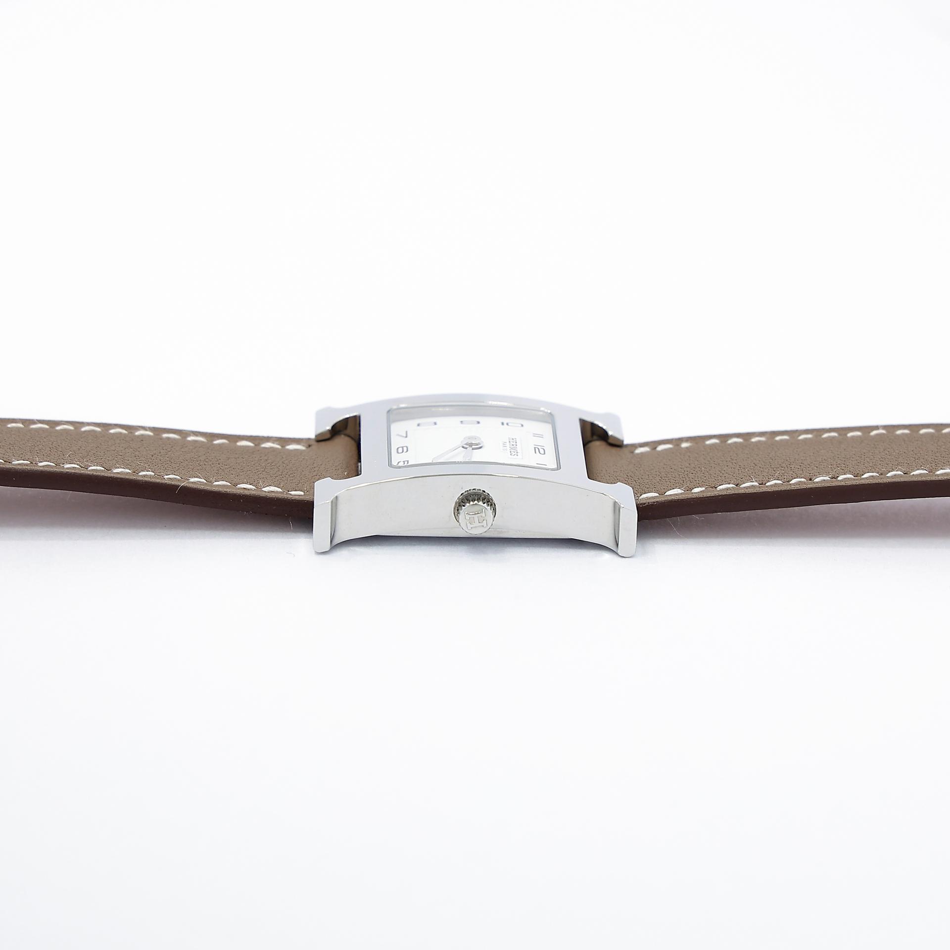 Brand New ( Rank N ) HERMÈS H Watch 21mm Etoupe (18) Swift Palladium hardware W (2024) - 10